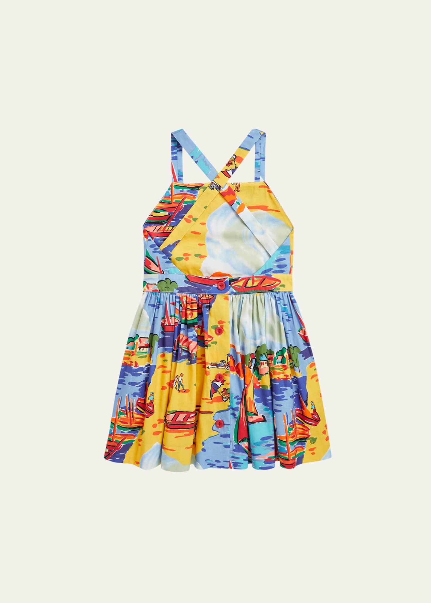 Ralph Lauren Childrenswear Girl's Italian Riviera Printed Dress, Size 2-6X Image 2 of 2