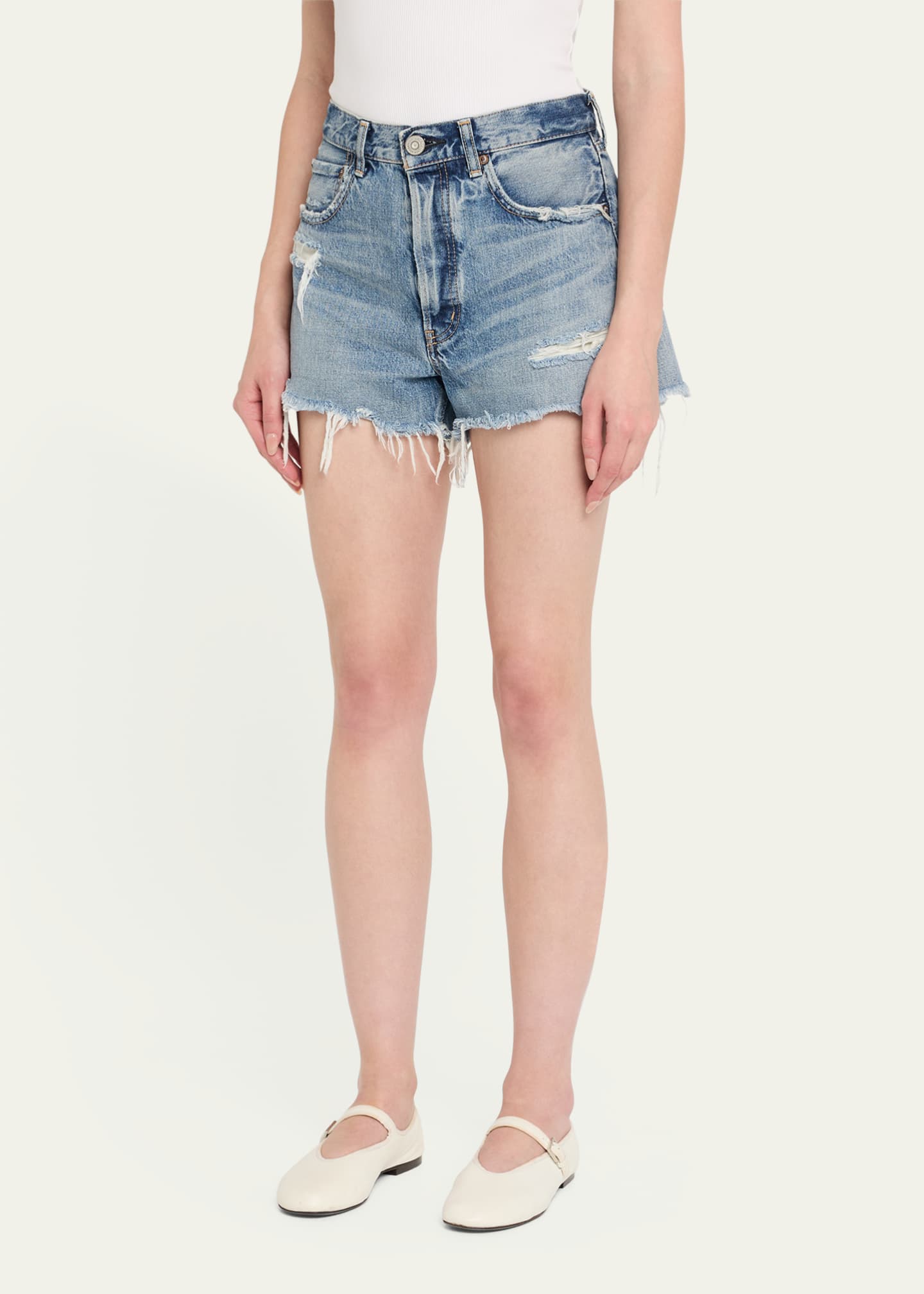 MOUSSY VINTAGE Packard Distressed Button-Fly Denim Shorts Image 4 of 5
