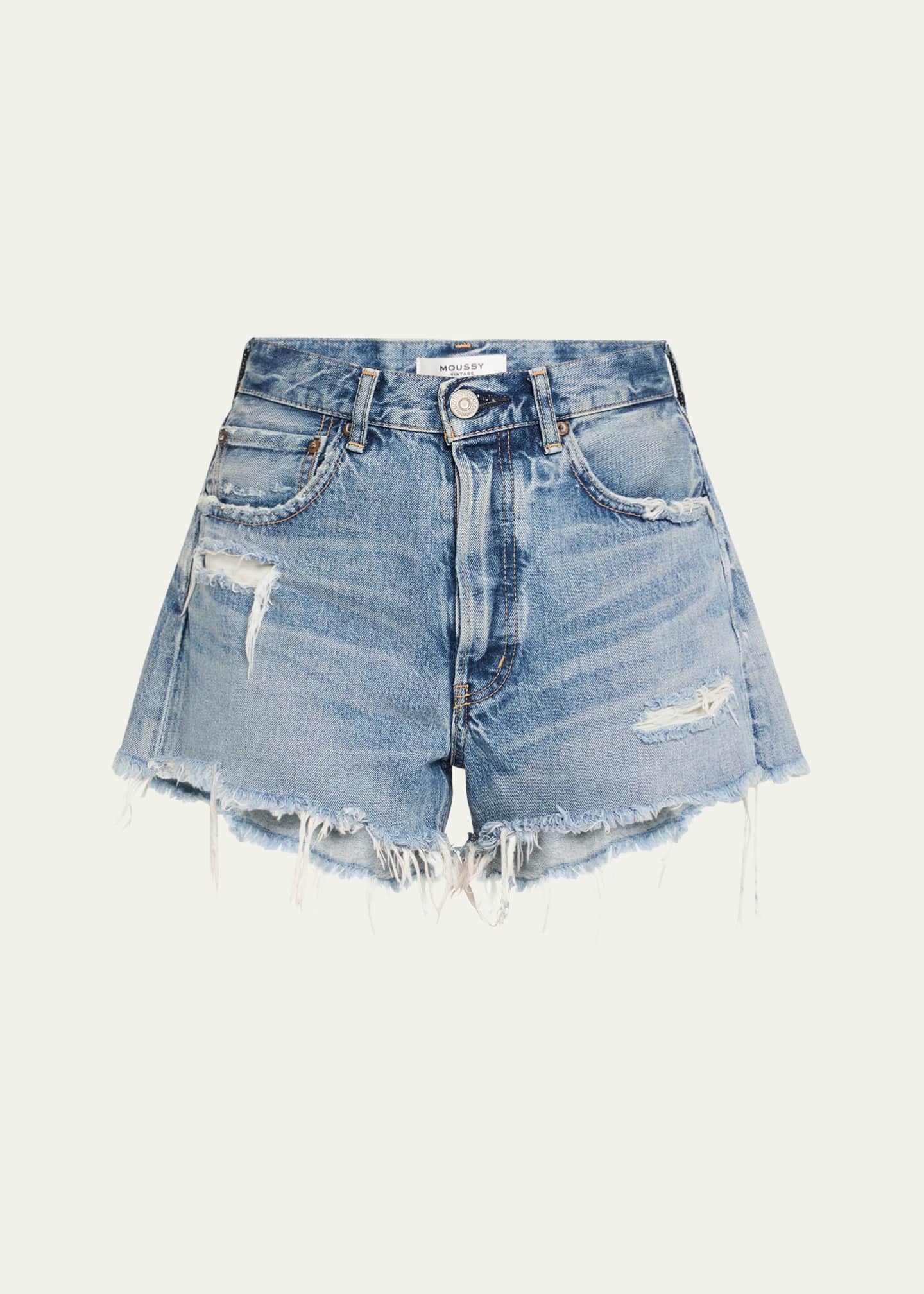 MOUSSY VINTAGE Packard Distressed Button-Fly Denim Shorts Image 1 of 5