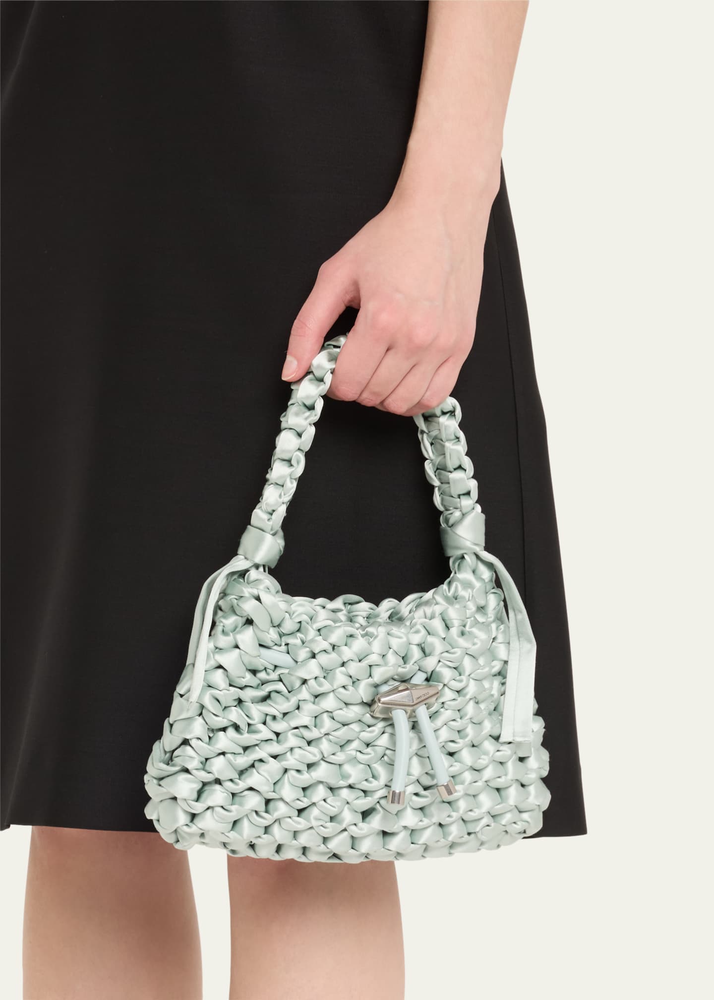 Jimmy Choo Cinch Small Woven Satin Top-Handle Bag - Bergdorf Goodman