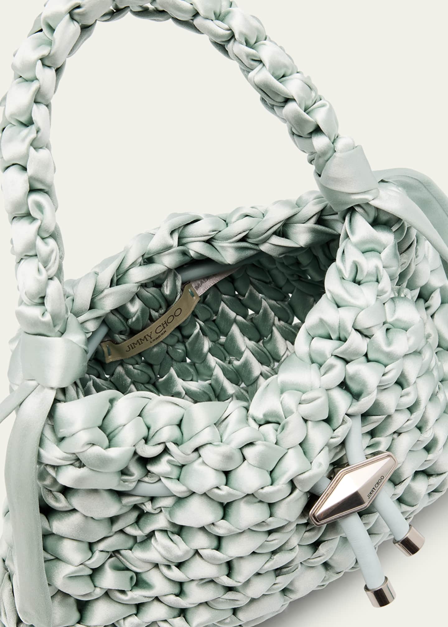 Jimmy Choo Cinch Small Woven Satin Top-Handle Bag - Bergdorf Goodman