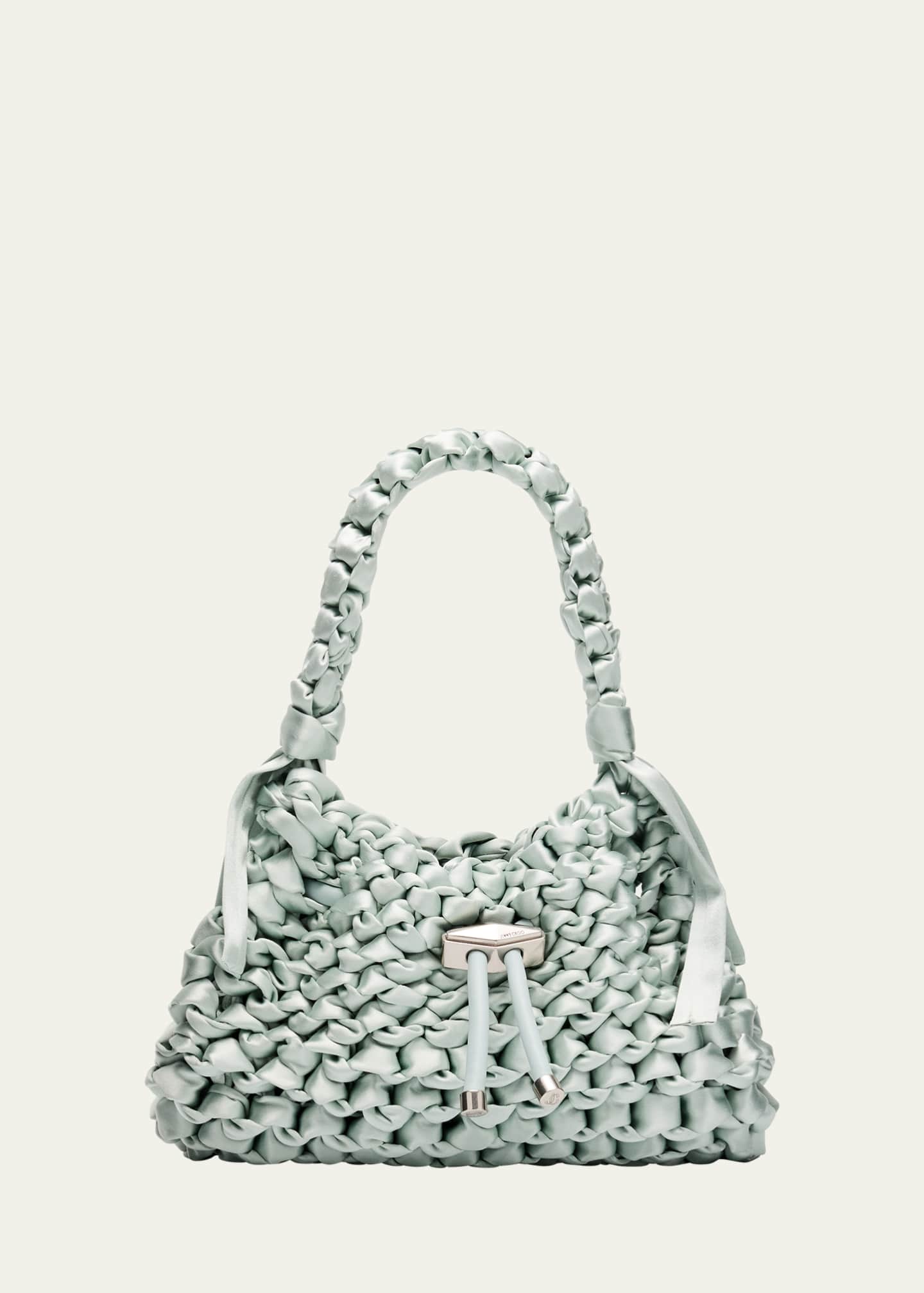 Jimmy Choo Cinch Small Woven Satin Top-Handle Bag - Bergdorf Goodman