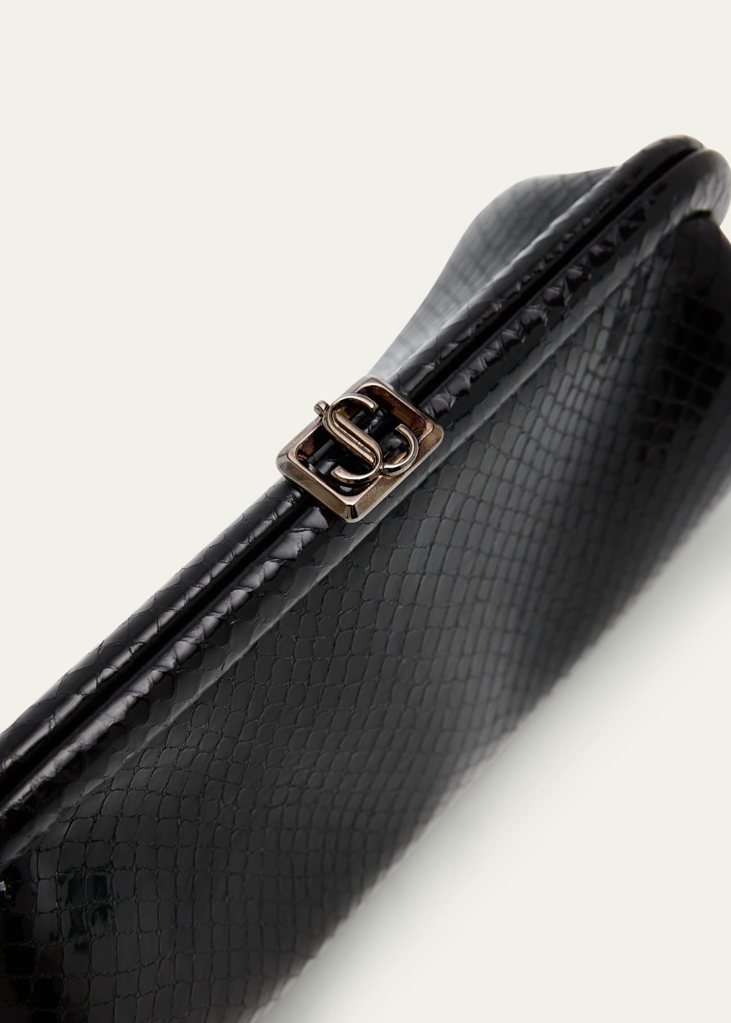 Jimmy Choo Skylar Snake-Print Leather Clutch Bag with JC