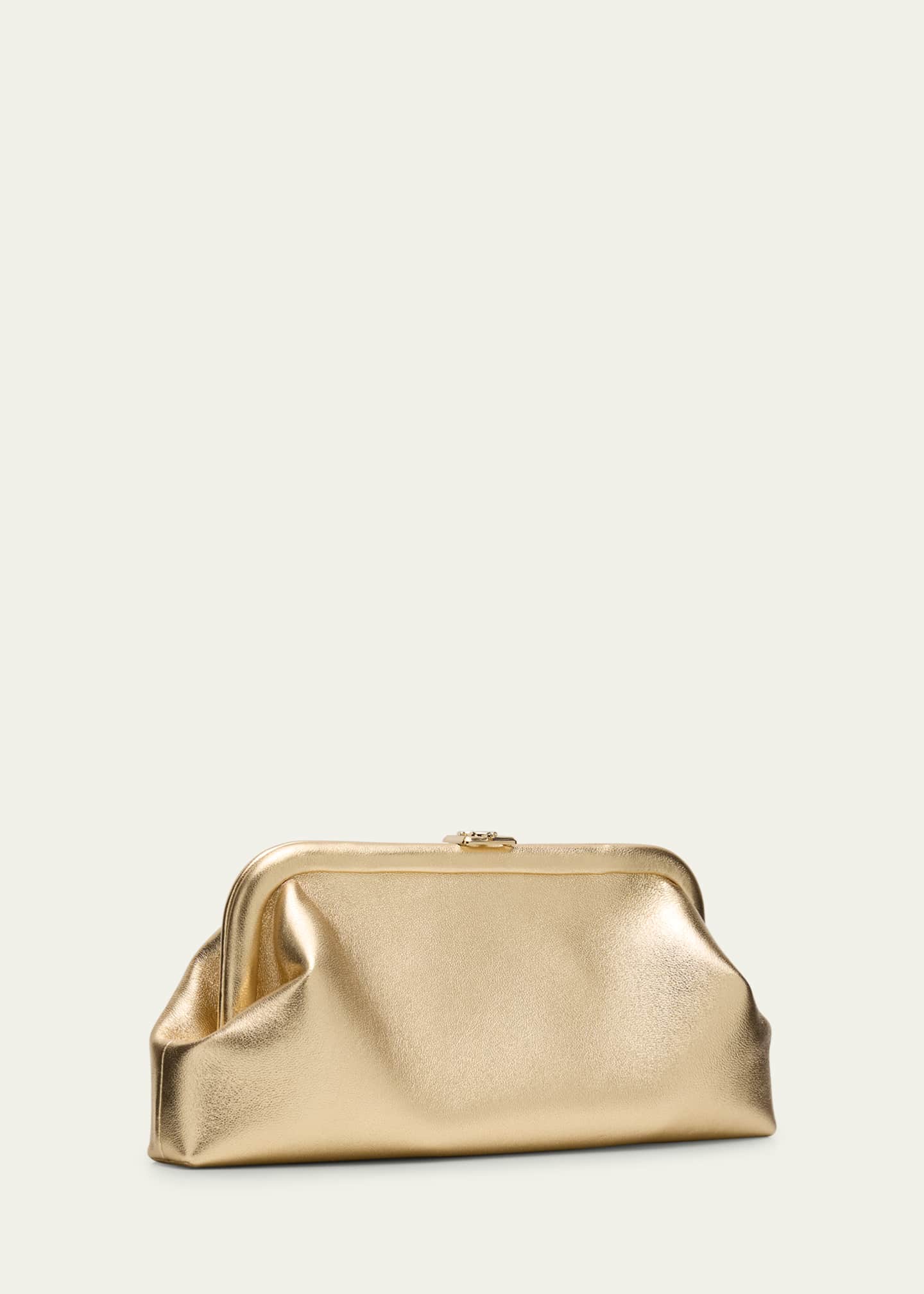 Jimmy Choo Skylar Frame Metallic Leather Clutch Bag Image 3 of 6