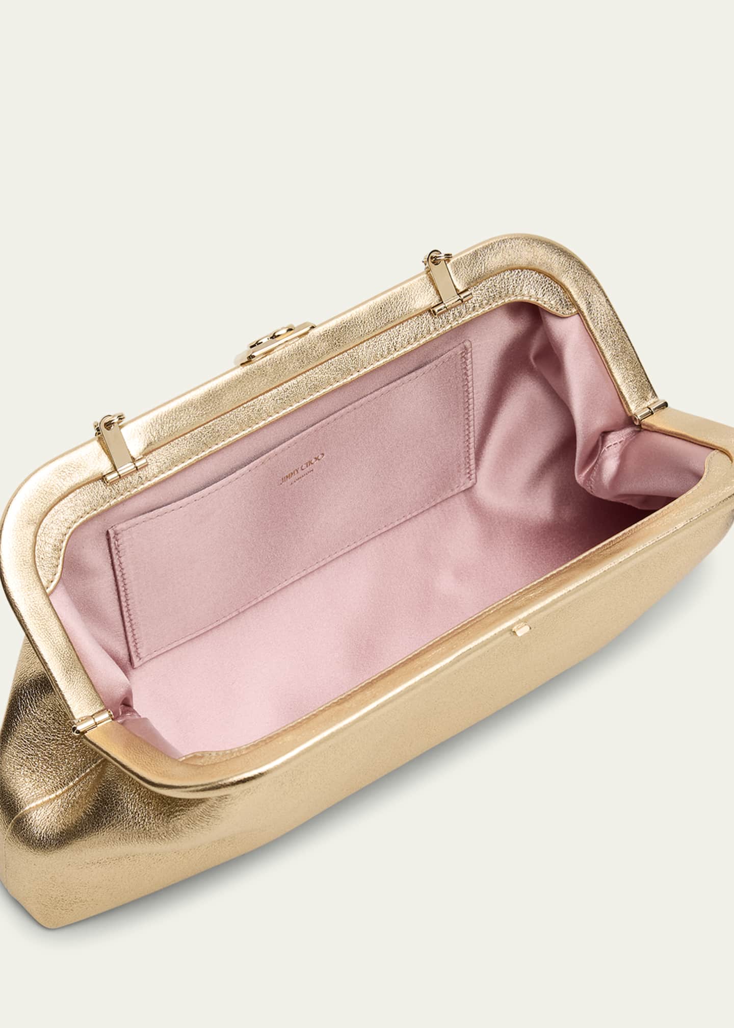 Jimmy Choo Skylar Frame Metallic Leather Clutch Bag Image 4 of 6