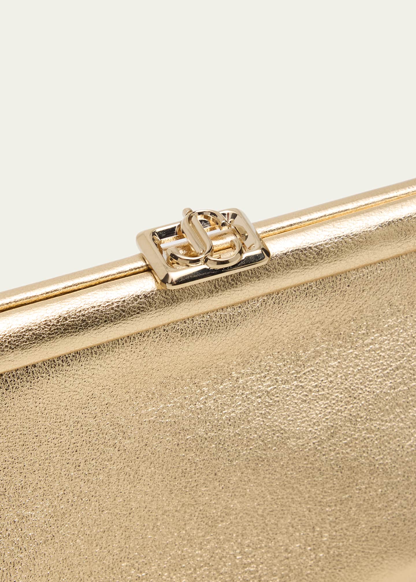 Jimmy Choo Skylar Frame Metallic Leather Clutch Bag Image 6 of 6