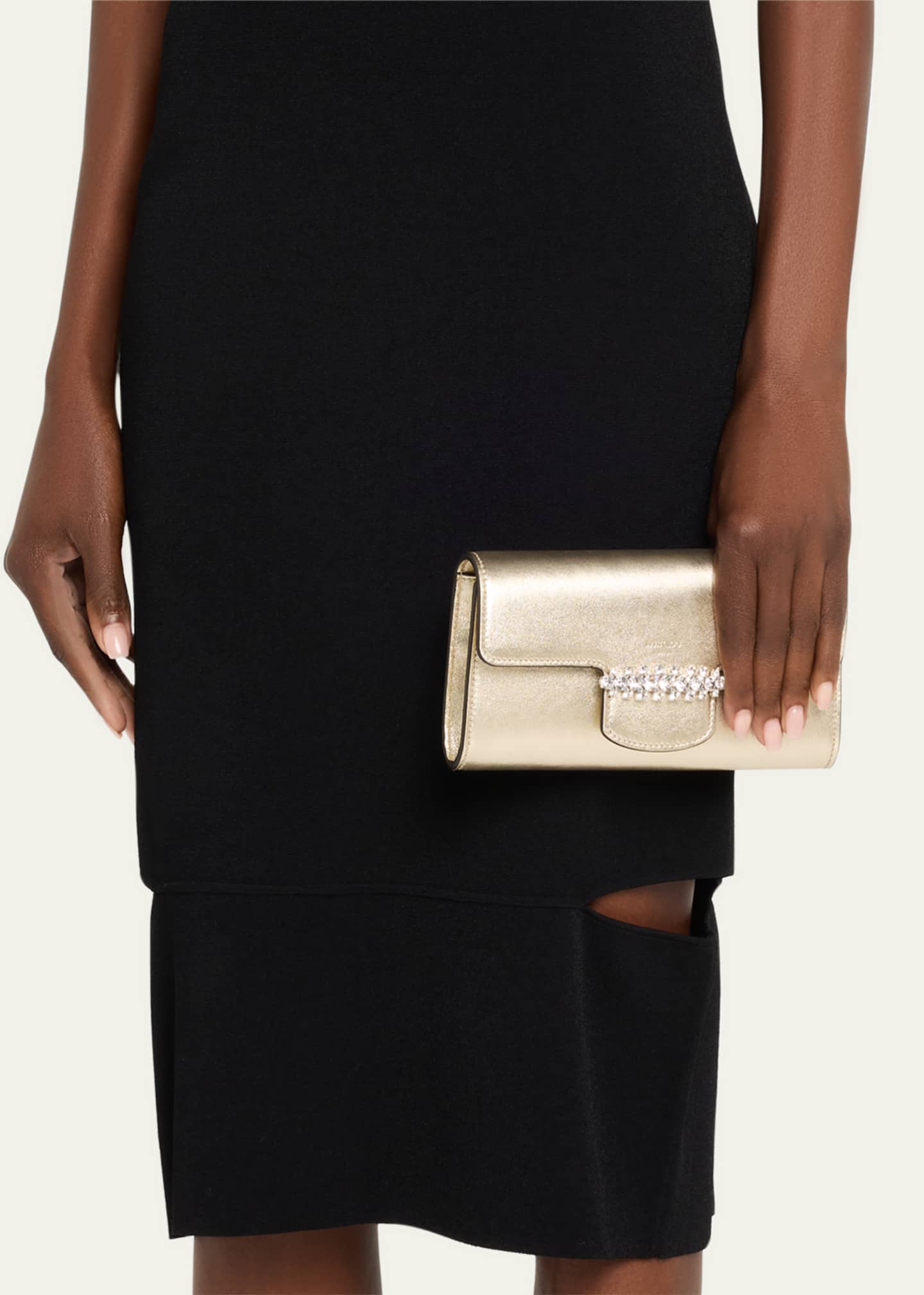 Jimmy Choo Bing Crystal Metallic Leather Wallet Image 2 of 6