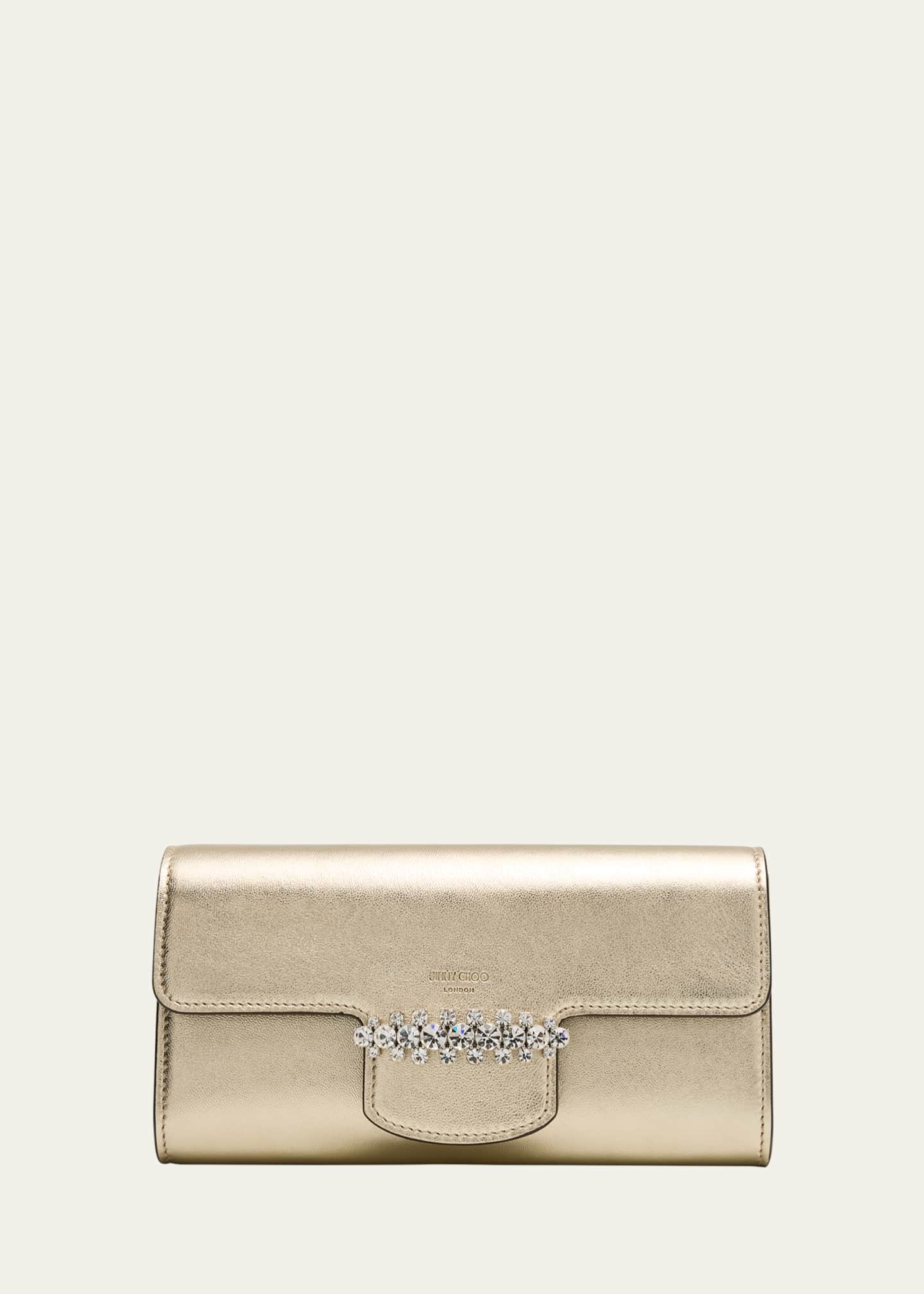 Jimmy Choo Bing Crystal Metallic Leather Wallet Image 1 of 6