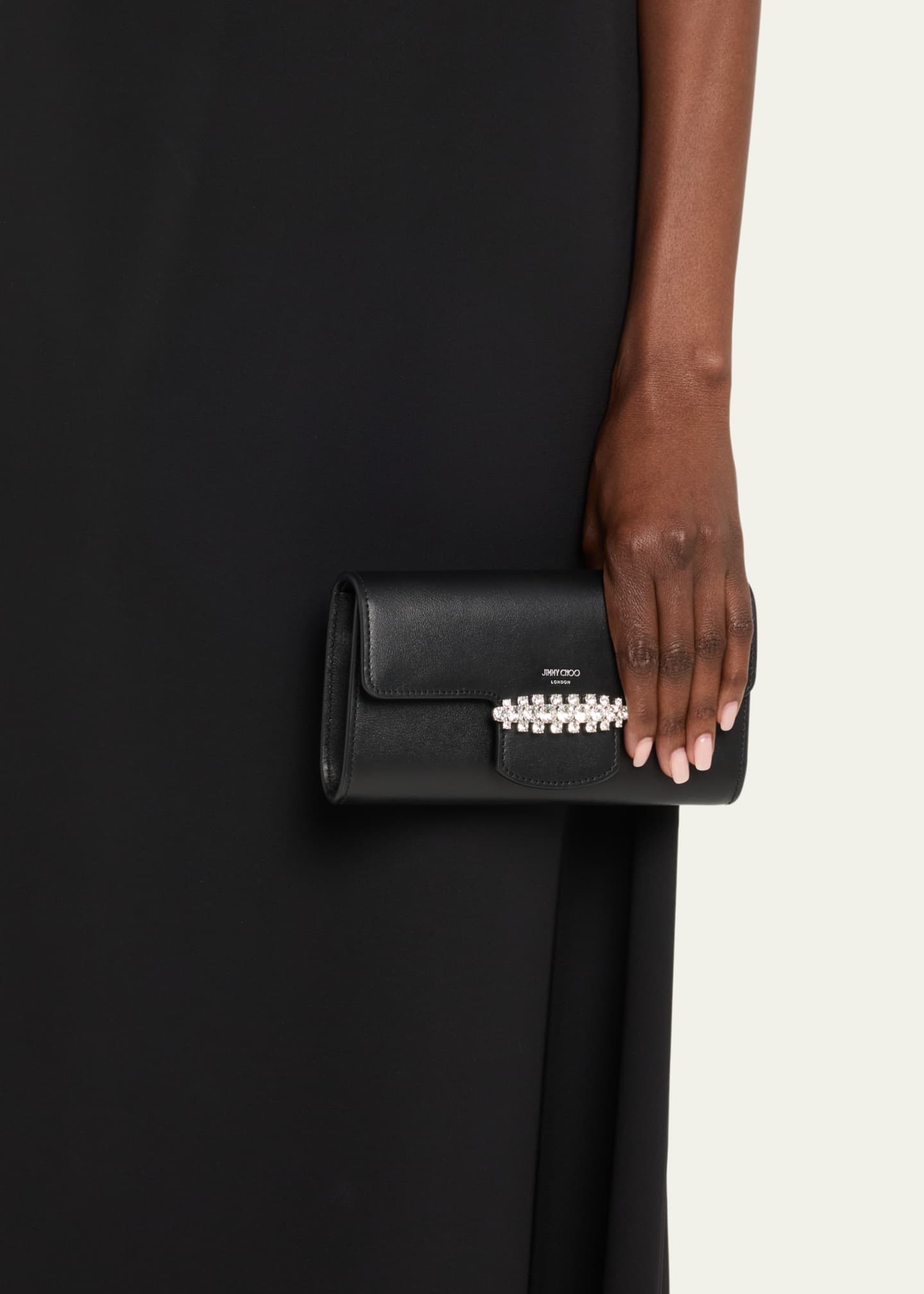 Jimmy Choo Bing Crystal Smooth Leather Wallet Image 2 of 6