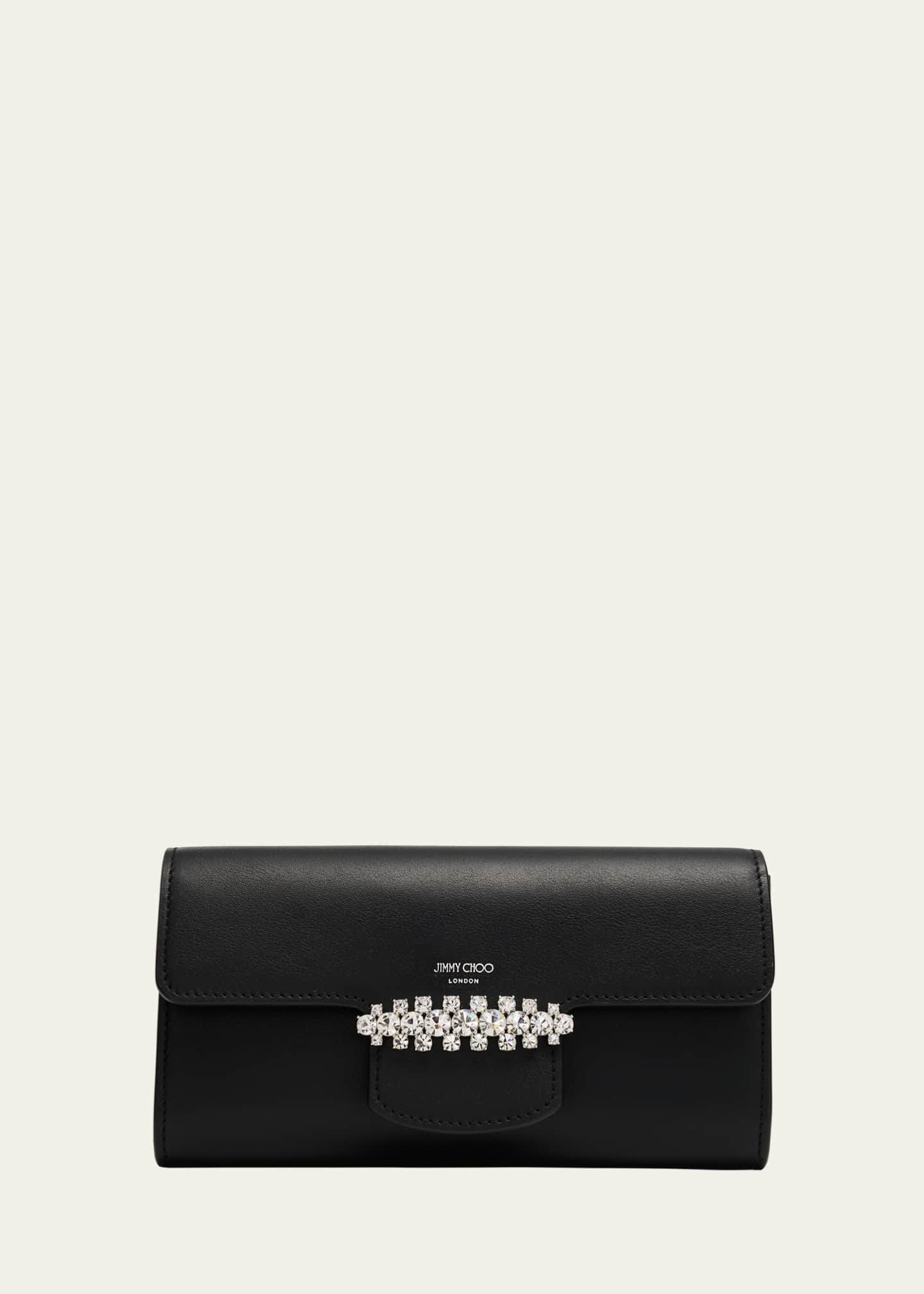 Jimmy Choo Bing Crystal Smooth Leather Wallet Image 1 of 6