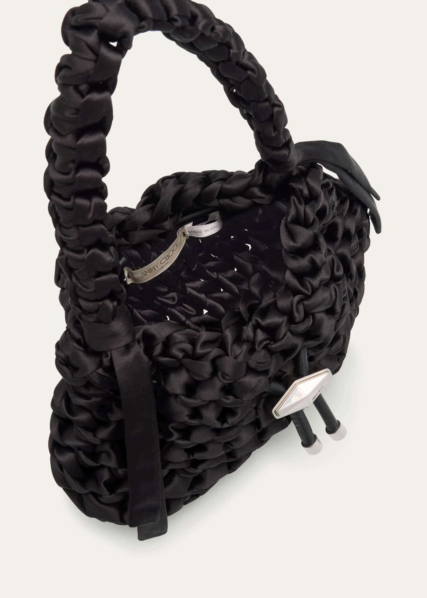 Jimmy Choo Cinch Small Woven Satin Top-Handle Bag - Bergdorf Goodman