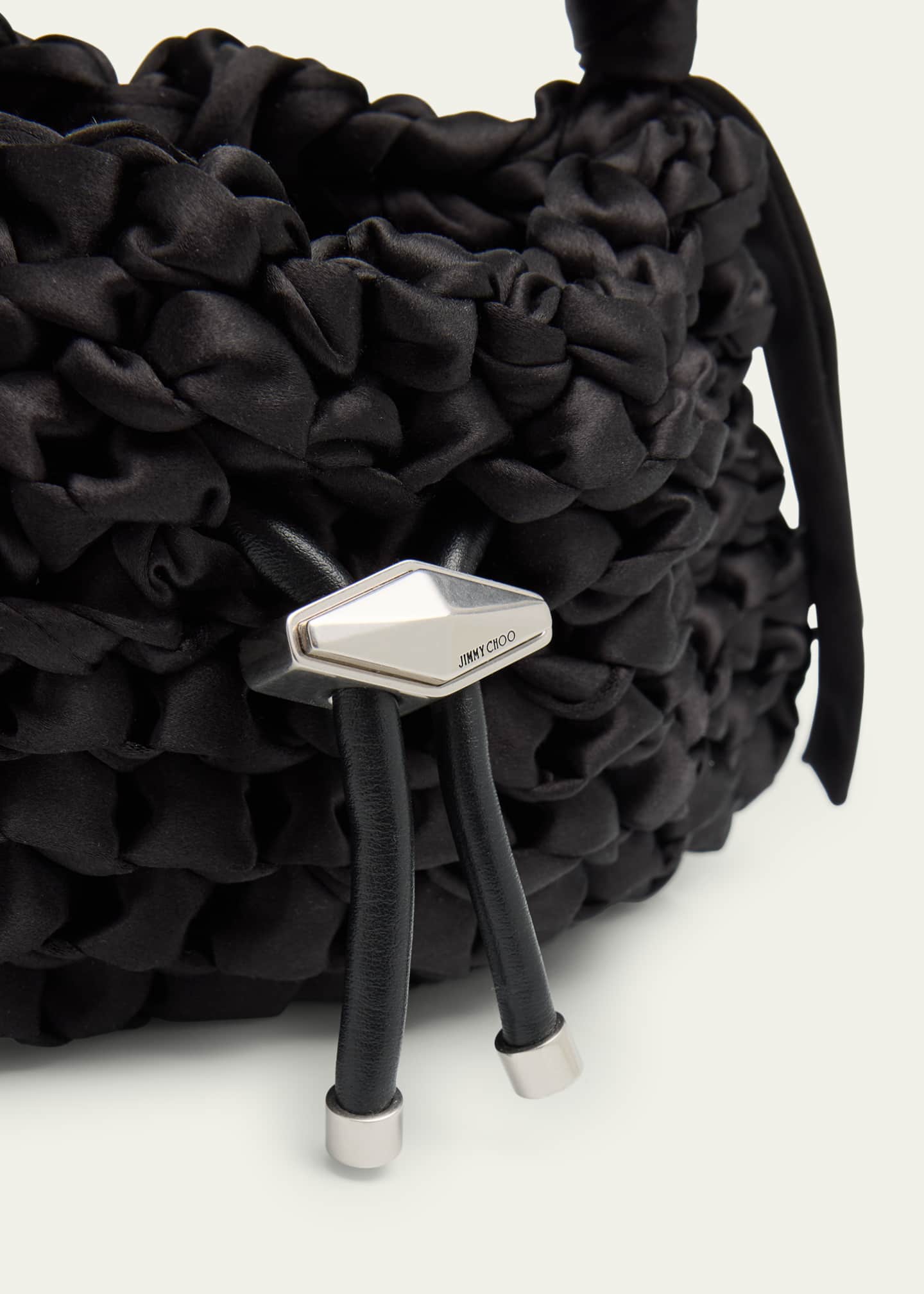 Jimmy Choo Cinch Small Woven Satin Top-Handle Bag - Bergdorf Goodman