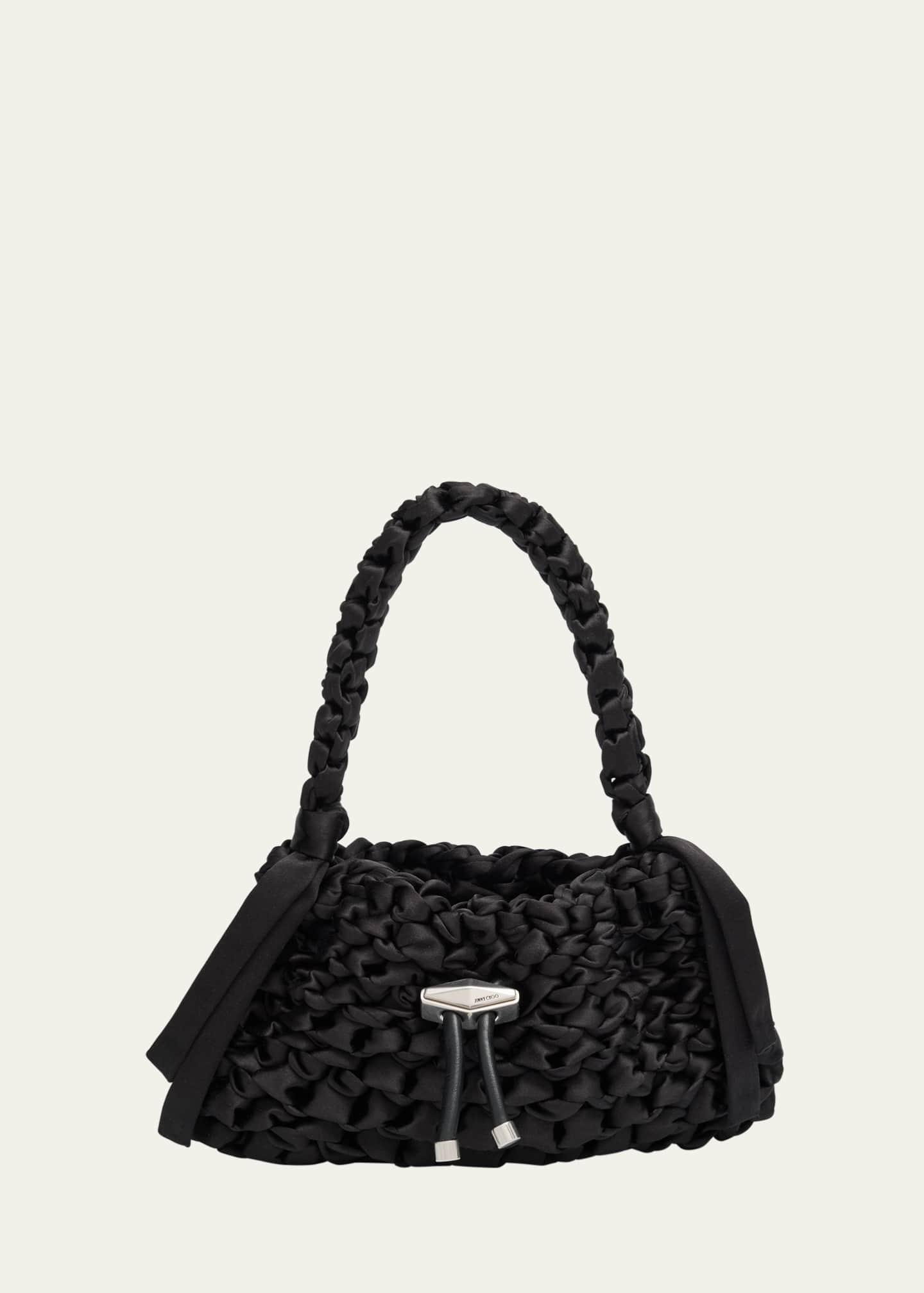 Jimmy Choo Cinch Small Woven Satin Top-Handle Bag - Bergdorf Goodman