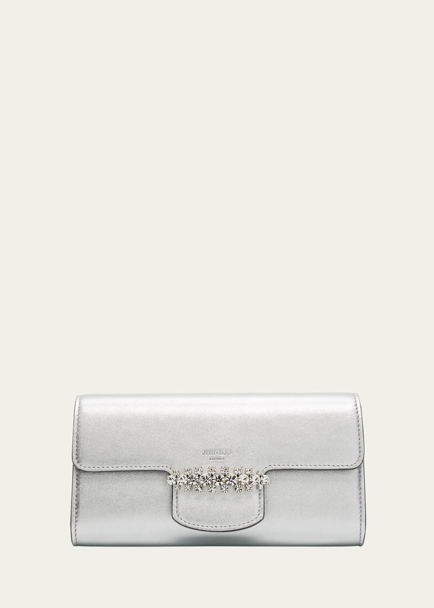Jimmy Choo Bing Crystal Metallic Leather Wallet Image 1 of 4