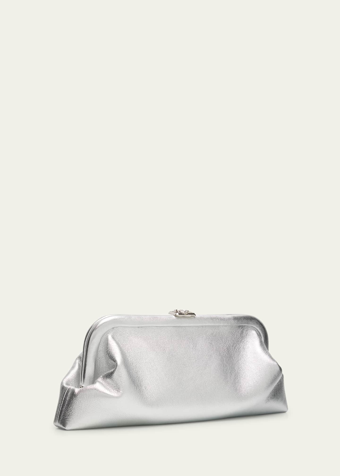 Jimmy Choo Skylar Frame Metallic Leather Clutch Bag Image 3 of 6