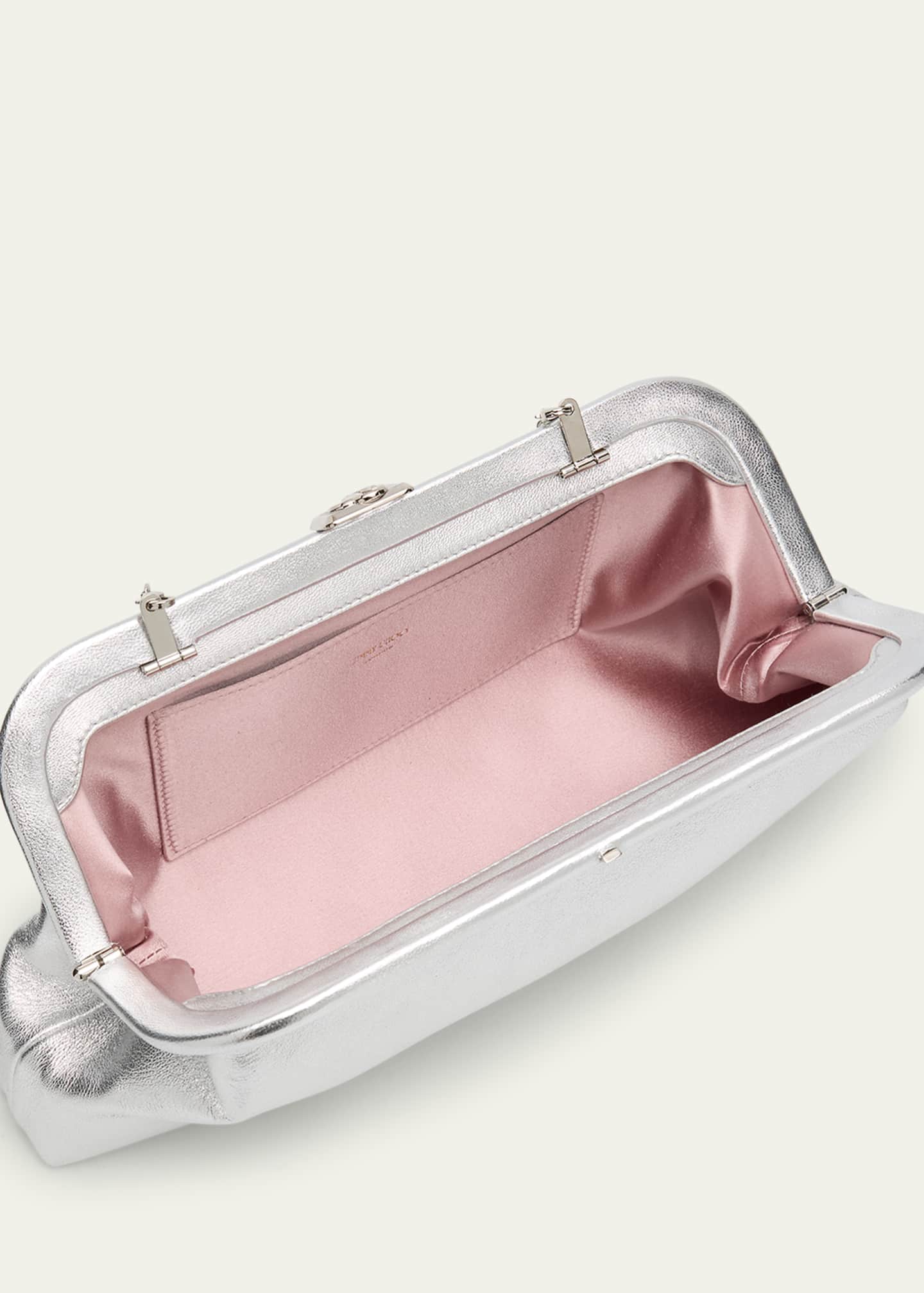 Jimmy Choo Skylar Frame Metallic Leather Clutch Bag Image 4 of 6