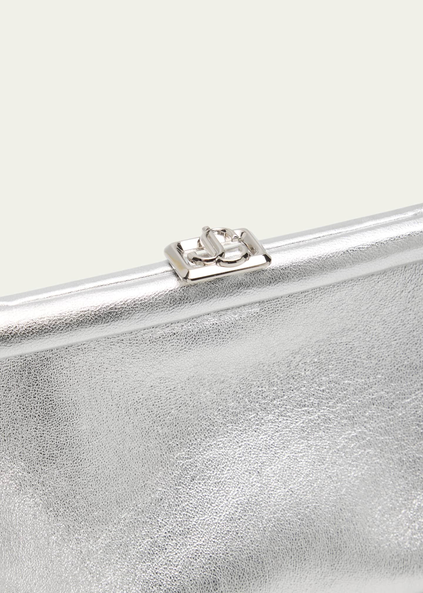 Jimmy Choo Skylar Frame Metallic Leather Clutch Bag Image 6 of 6