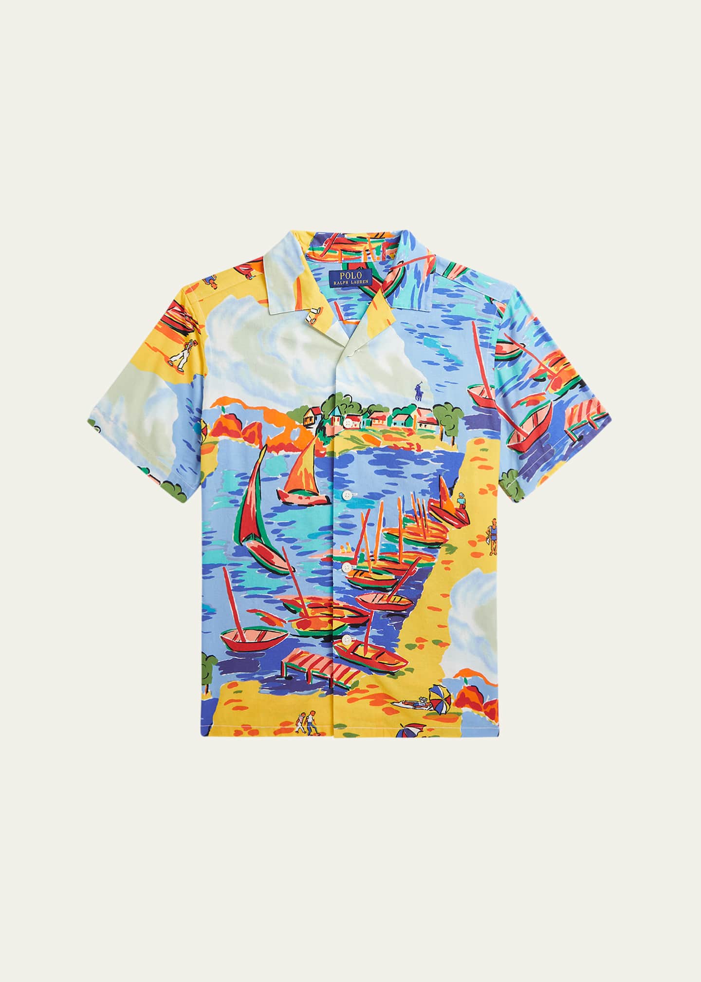 Ralph Lauren Childrenswear Boy's Italian Riviera-Printed Button Down Shirt, Size S-XL Image 1 of 2