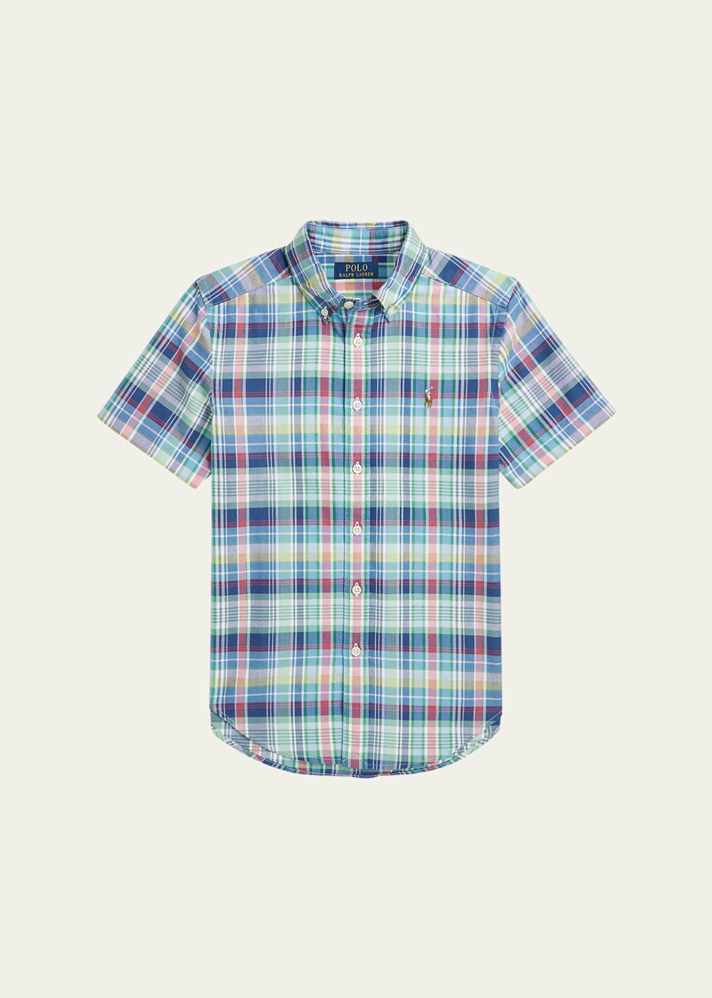 Ralph Lauren Childrenswear Boy's Plaid-Print Oxford Shirt, Size S-XL Image 1 of 2