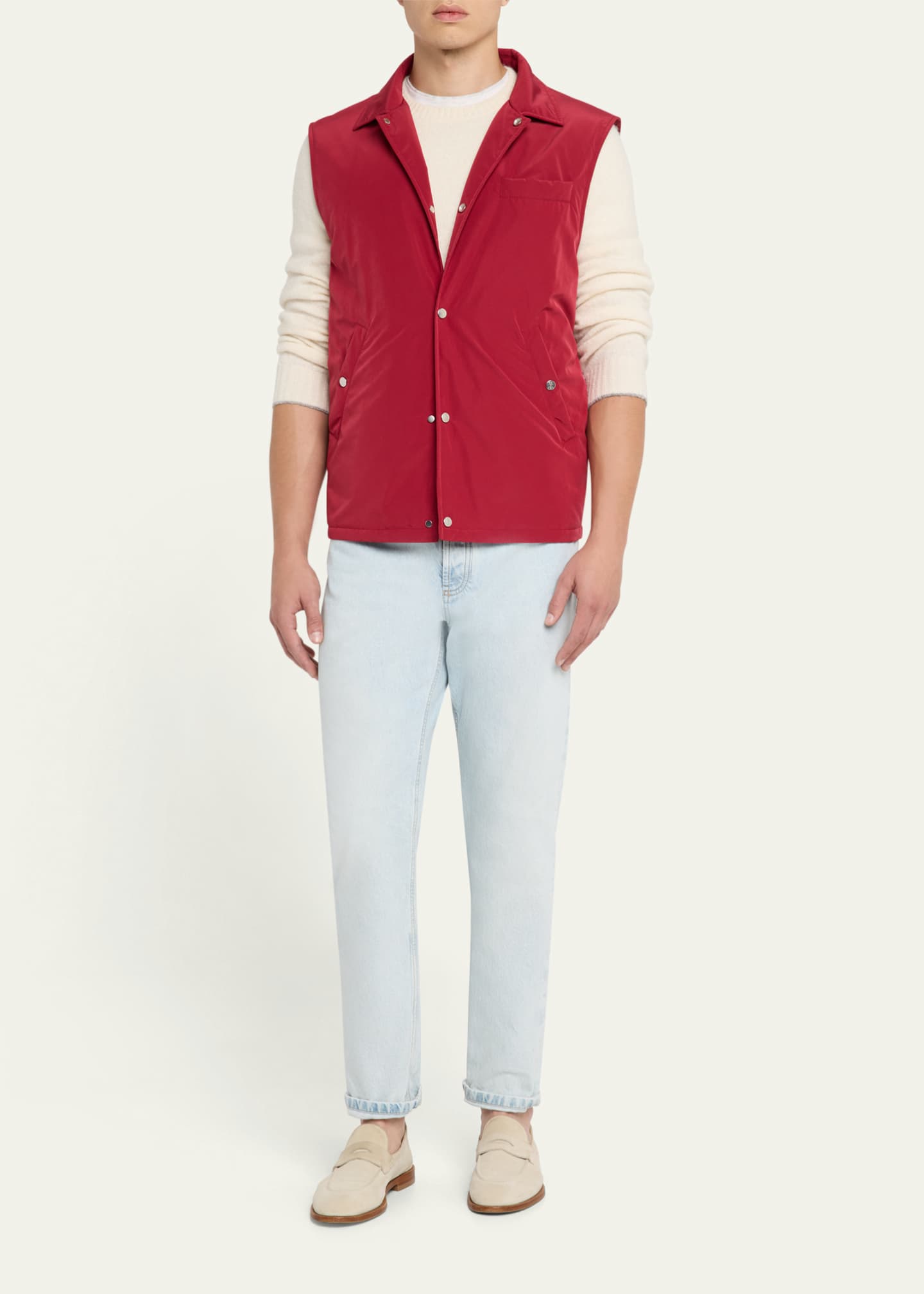 Brunello Cucinelli Men's High Summer Capsule Water-Resistant Snap Vest Image 2 of 5