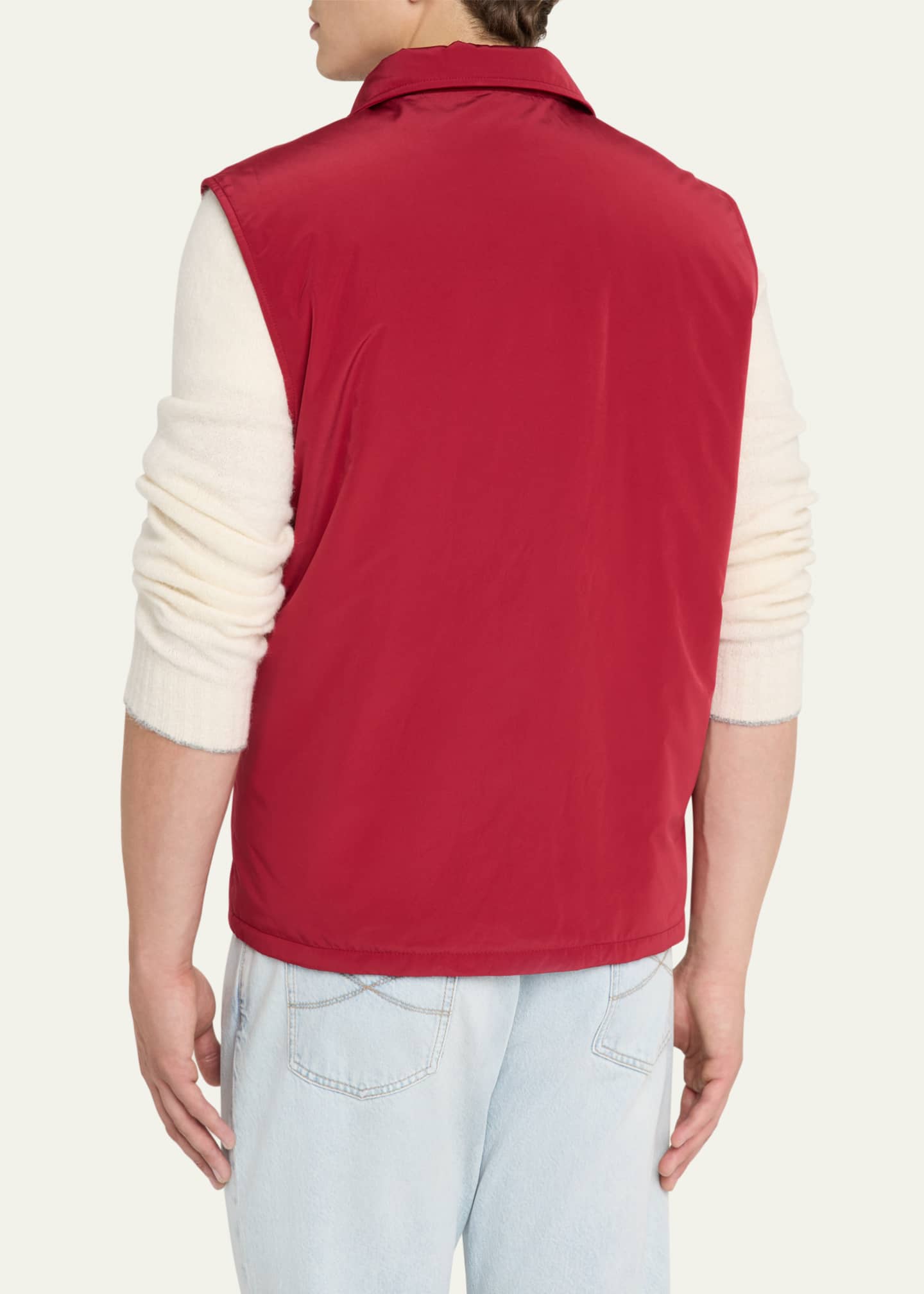 Brunello Cucinelli Men's High Summer Capsule Water-Resistant Snap Vest Image 3 of 5