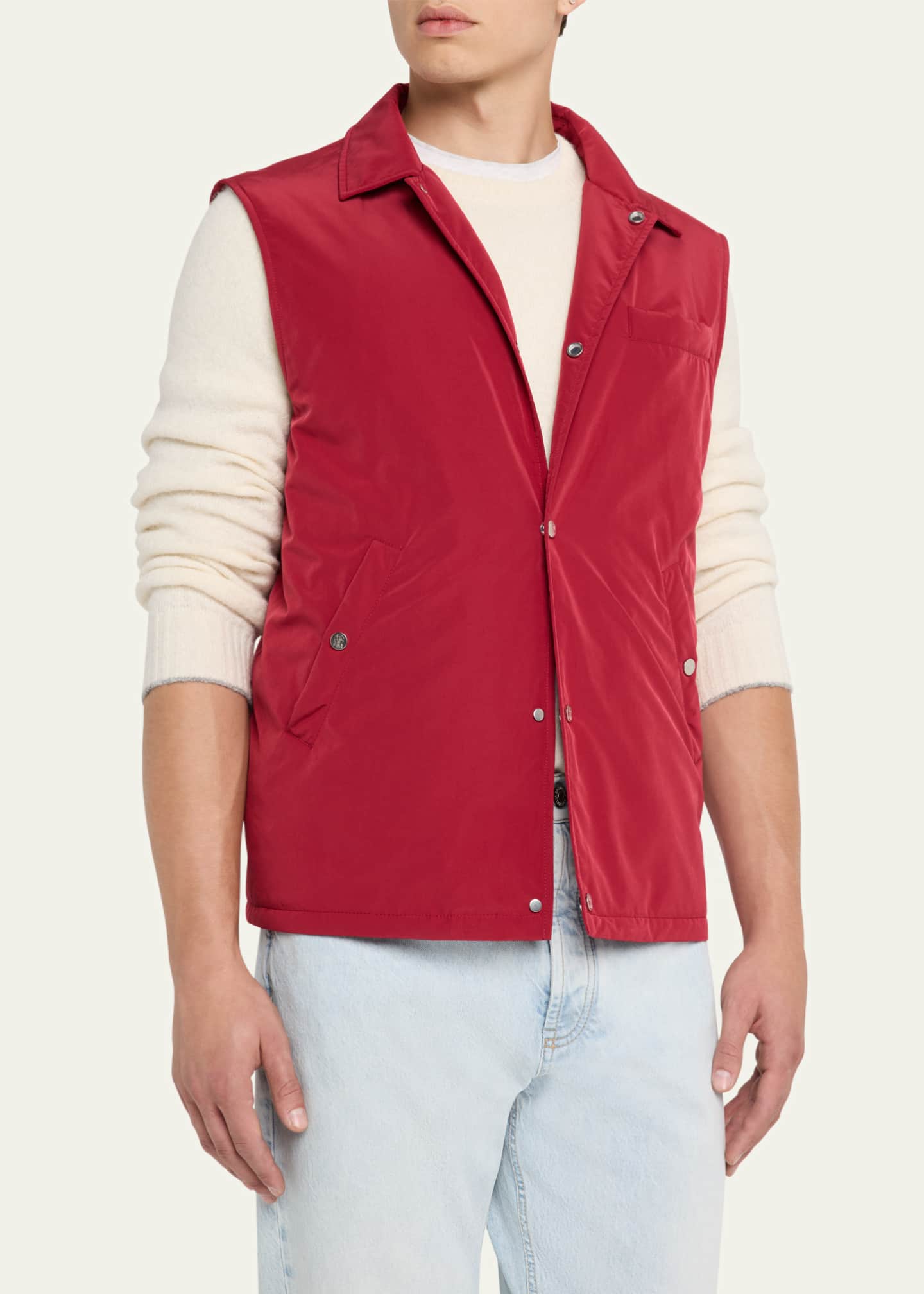 Brunello Cucinelli Men's High Summer Capsule Water-Resistant Snap Vest Image 4 of 5