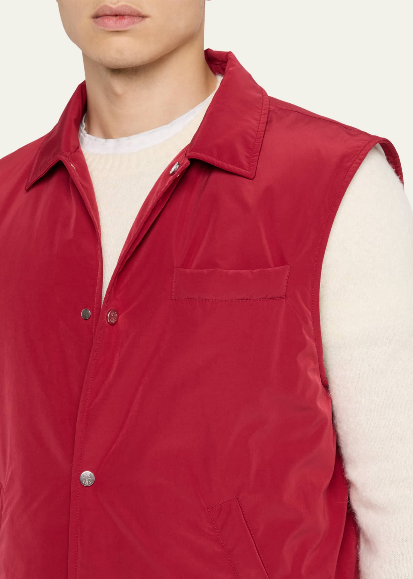 Brunello Cucinelli Men's High Summer Capsule Water-Resistant Snap Vest Image 5 of 5