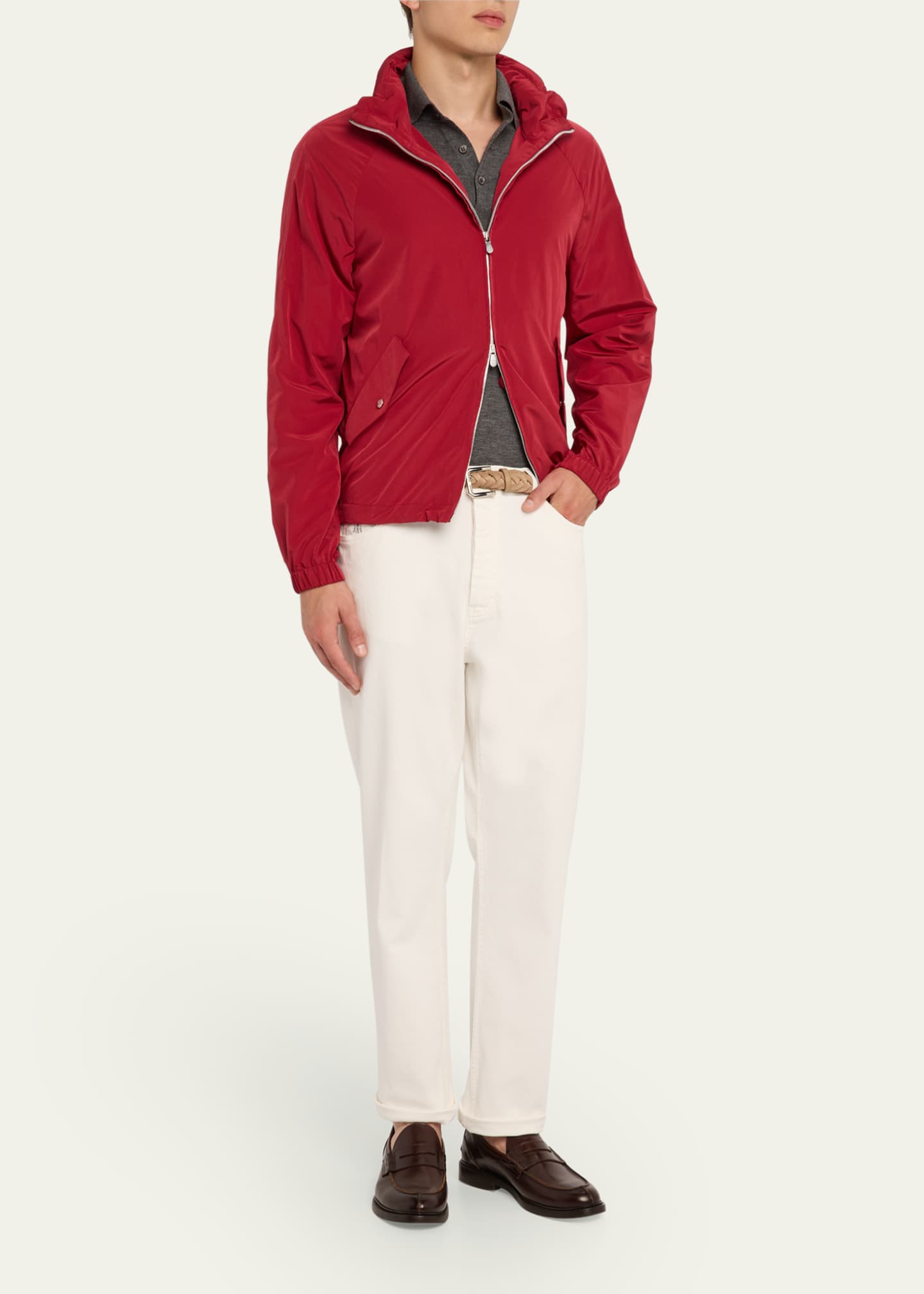 Brunello Cucinelli Men's High Summer Capsule White Denim Five-Pocket Pants Image 2 of 5
