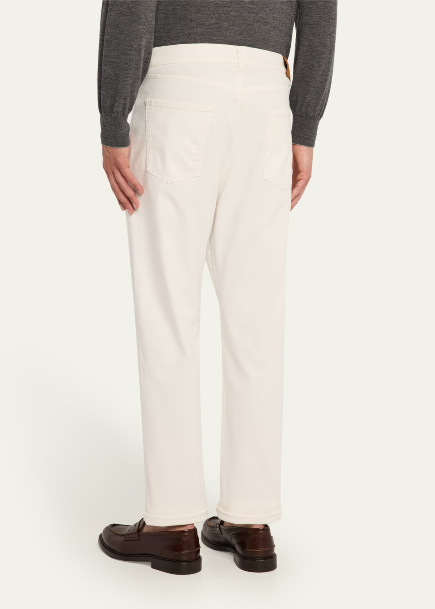 Brunello Cucinelli Men's High Summer Capsule White Denim Five-Pocket Pants Image 3 of 5