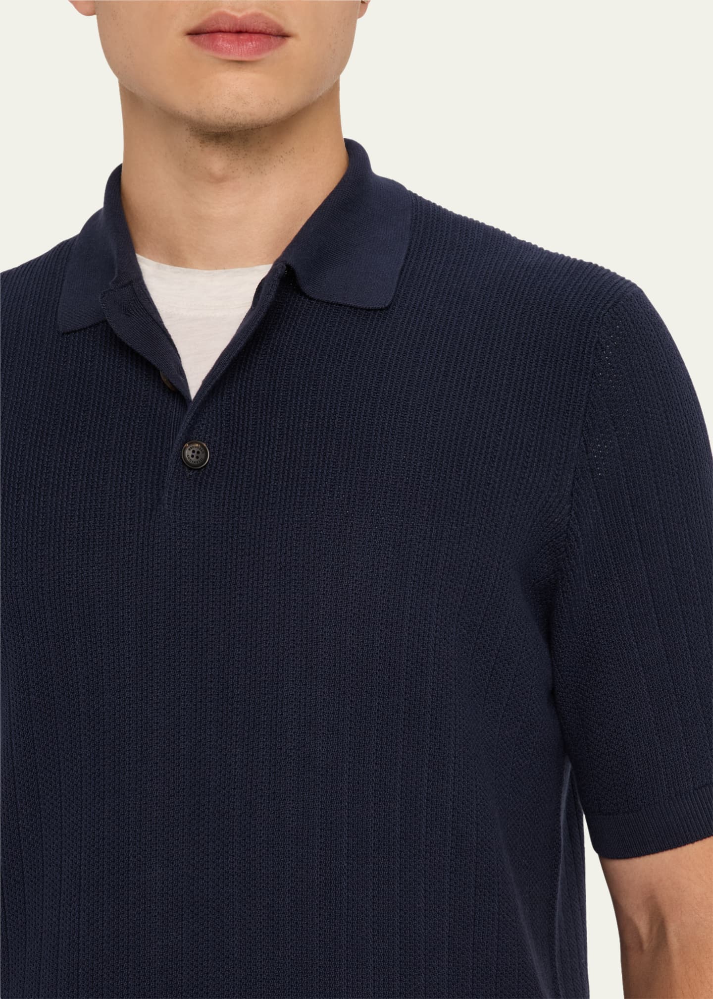 Brunello Cucinelli Men's Cotton Textured Polo Shirt Image 5 of 5