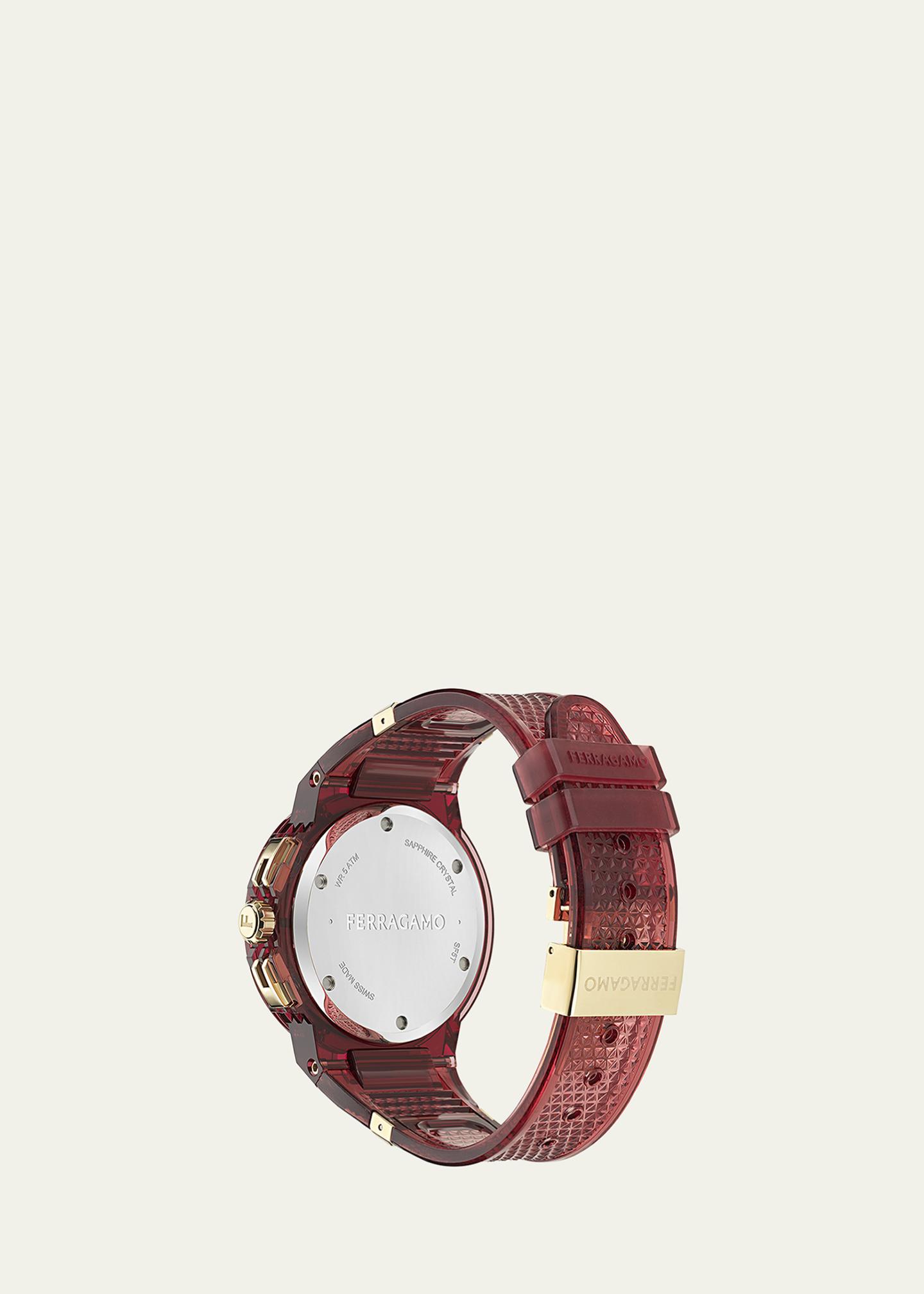 FERRAGAMO F-80 44mm Translucent Burgundy Bioplastic Chronograph