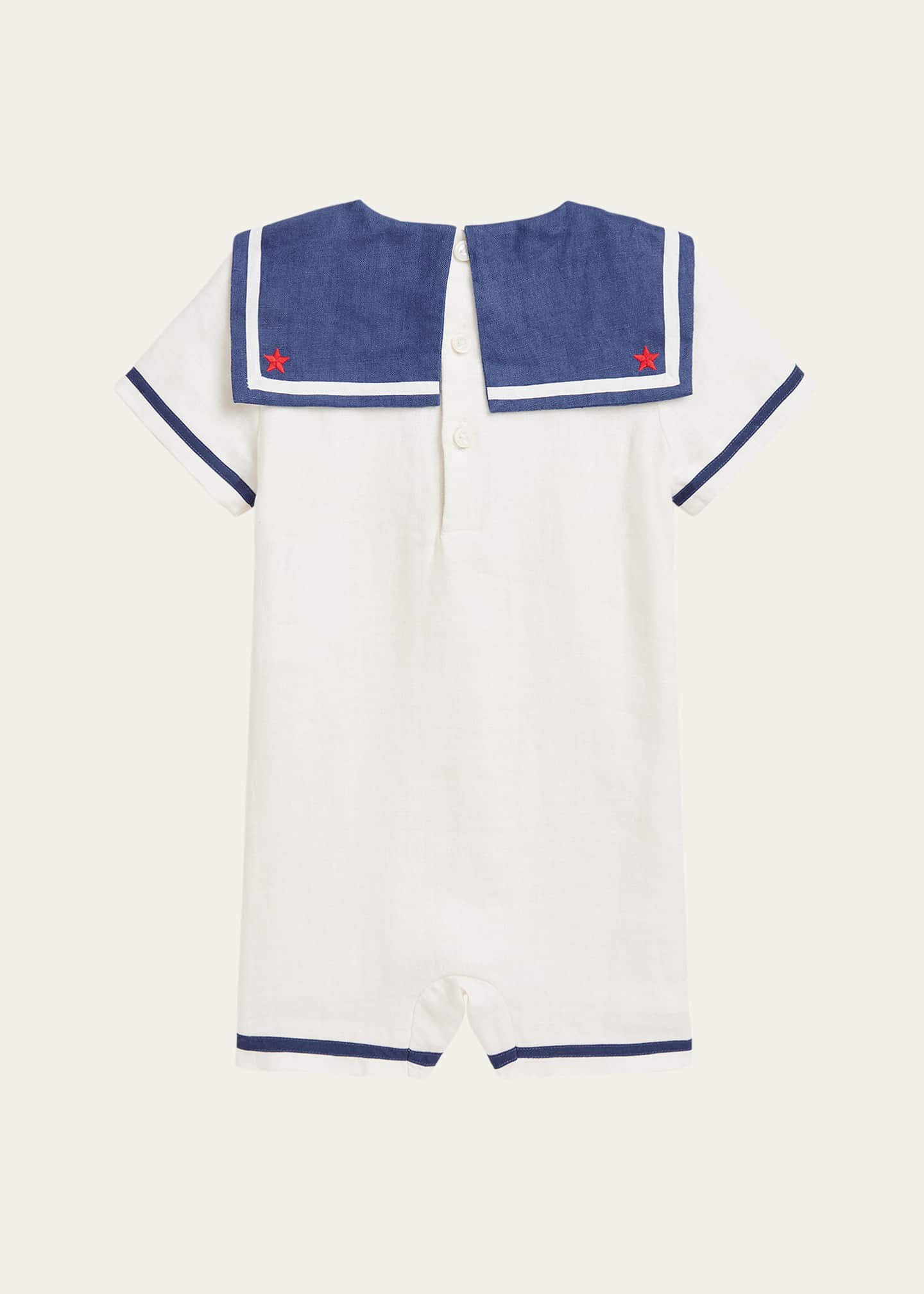 Ralph Lauren Childrenswear Boy's Sailor-Inspired Embroidered Shortall, Size 9M-24M Image 2 of 2
