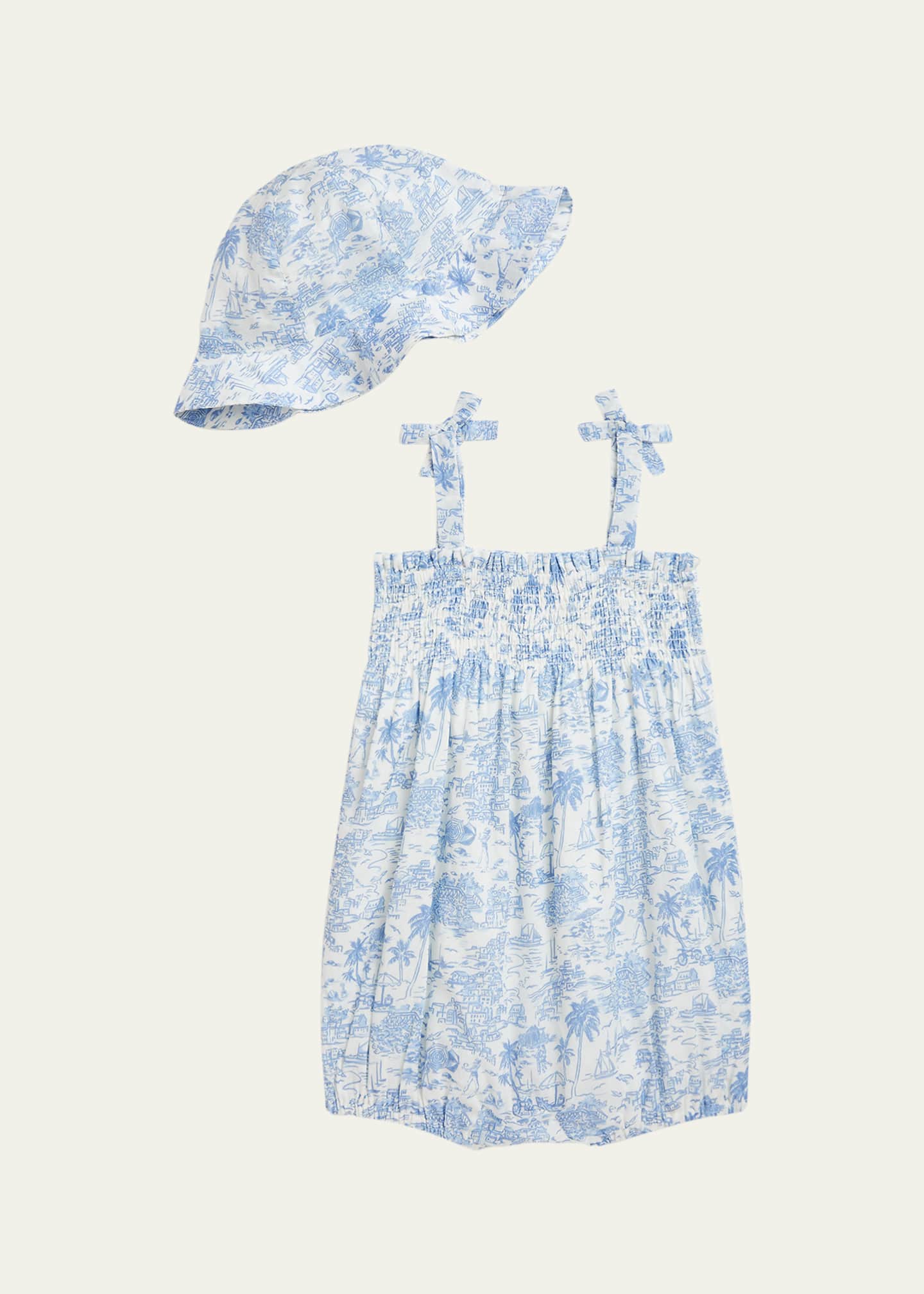 Ralph Lauren Childrenswear Girl's Printed Bubble Romper W/ Hat Set, Size 3M-24M Image 2 of 3