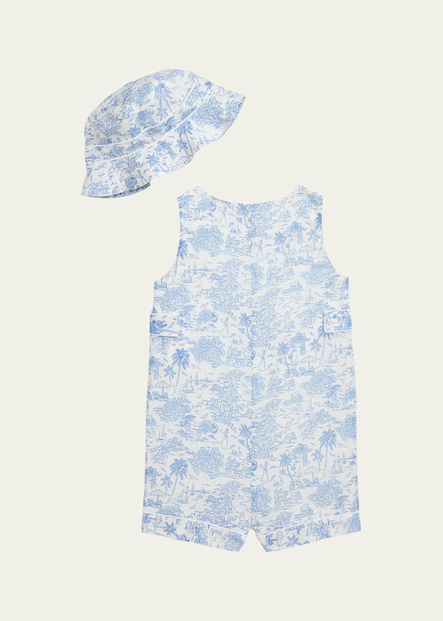 Ralph Lauren Childrenswear Boy's Printed Bubble Romper w/ Hat Set, Size 3M-24M Image 2 of 3