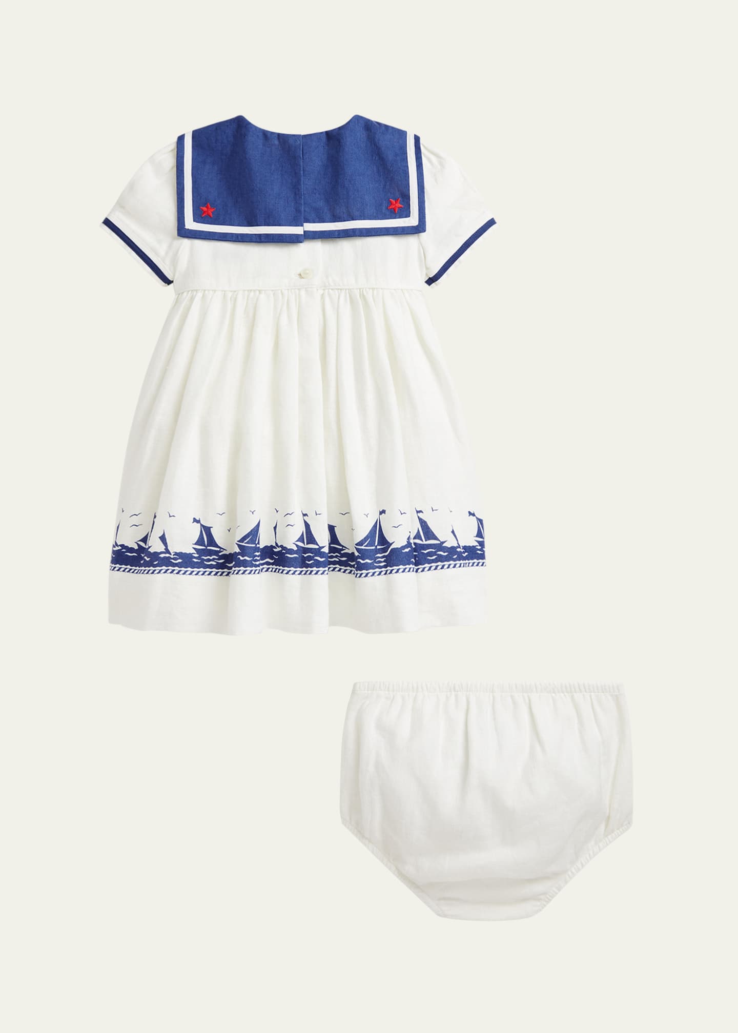 Ralph Lauren Childrenswear Girl's Embroidered Sailor Dress, Size 9M-24M Image 2 of 3
