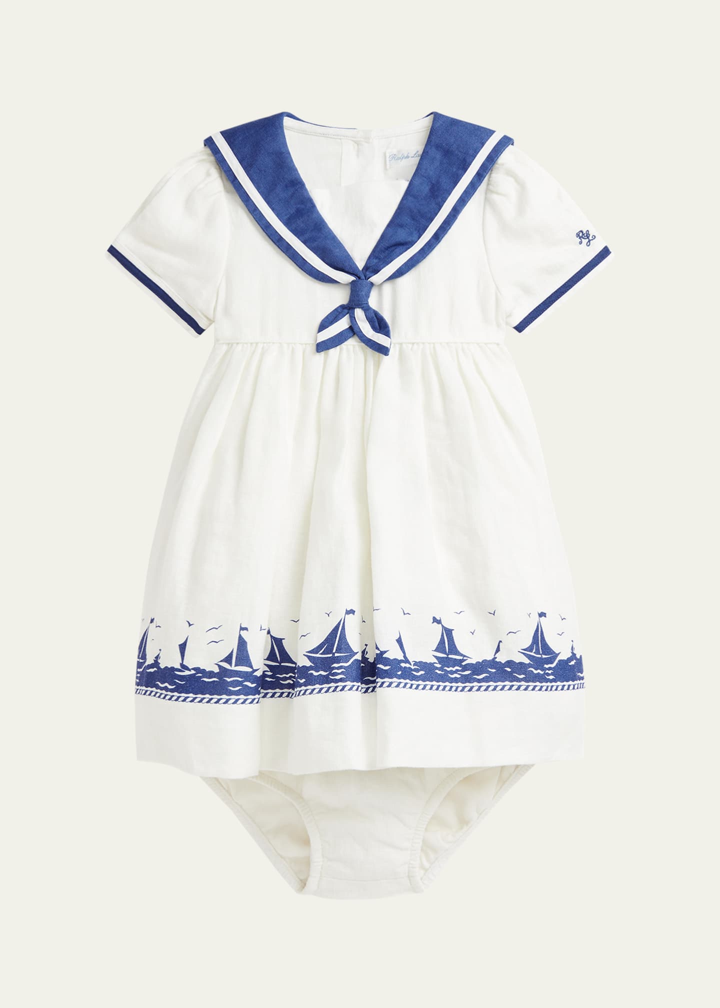 Ralph Lauren Childrenswear Girl's Embroidered Sailor Dress, Size 9M-24M Image 1 of 3