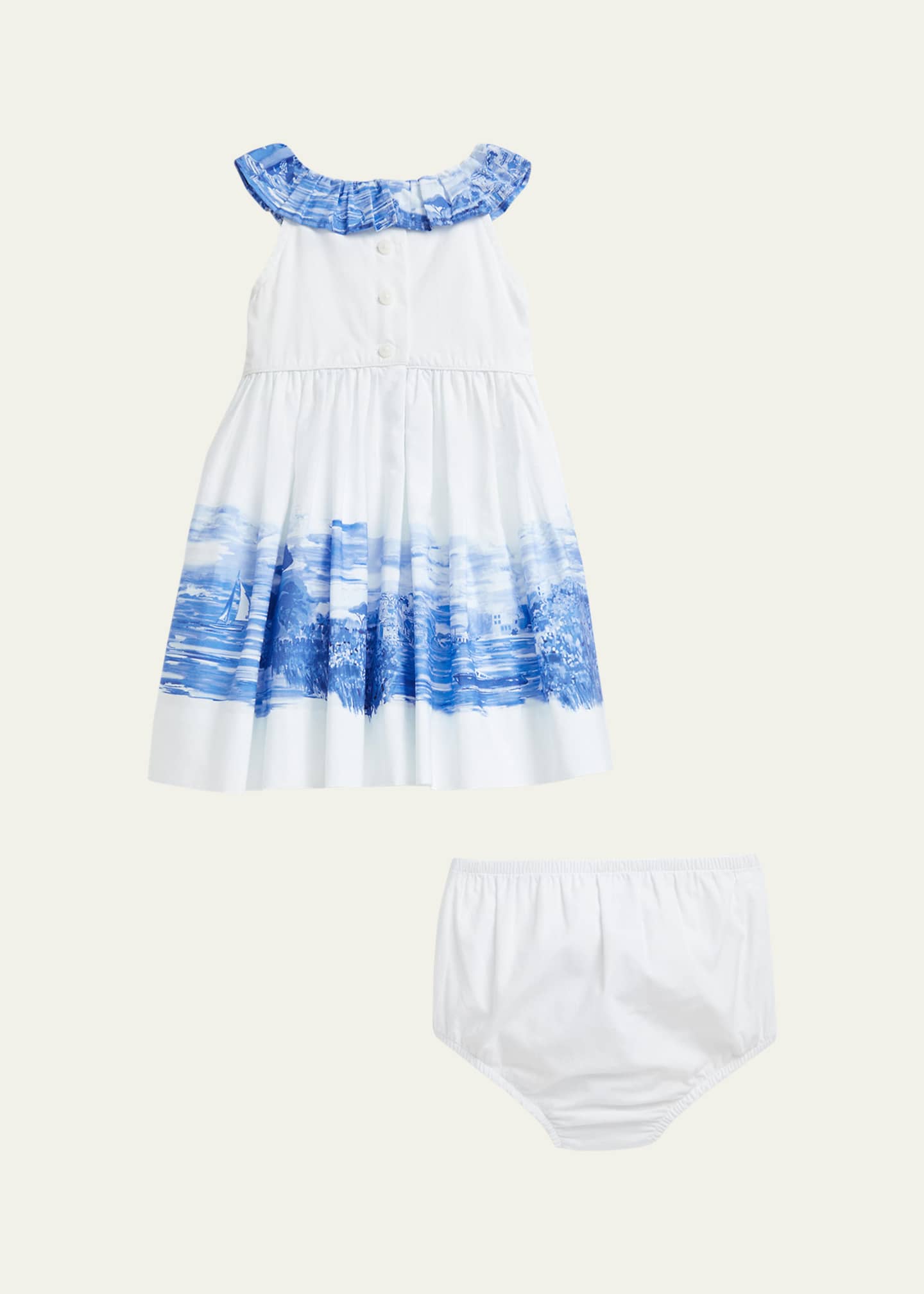 Ralph Lauren Childrenswear Girl's Seaside-Print Dress W/ Bloomers, Size 9M-24M Image 2 of 3