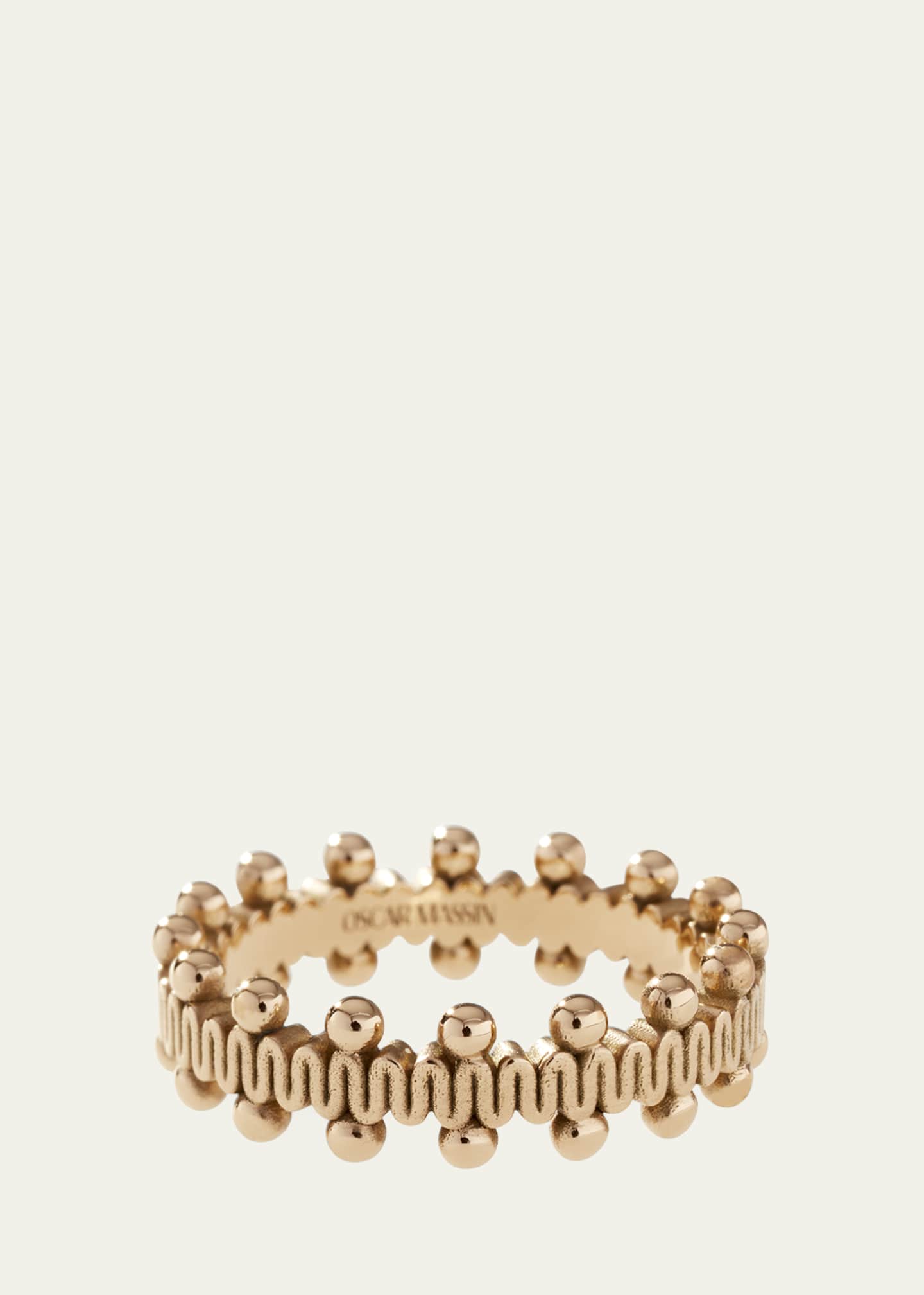Oscar Massin Beaded 18K Satin Recycled Yellow Gold Ring Image 2 of 4