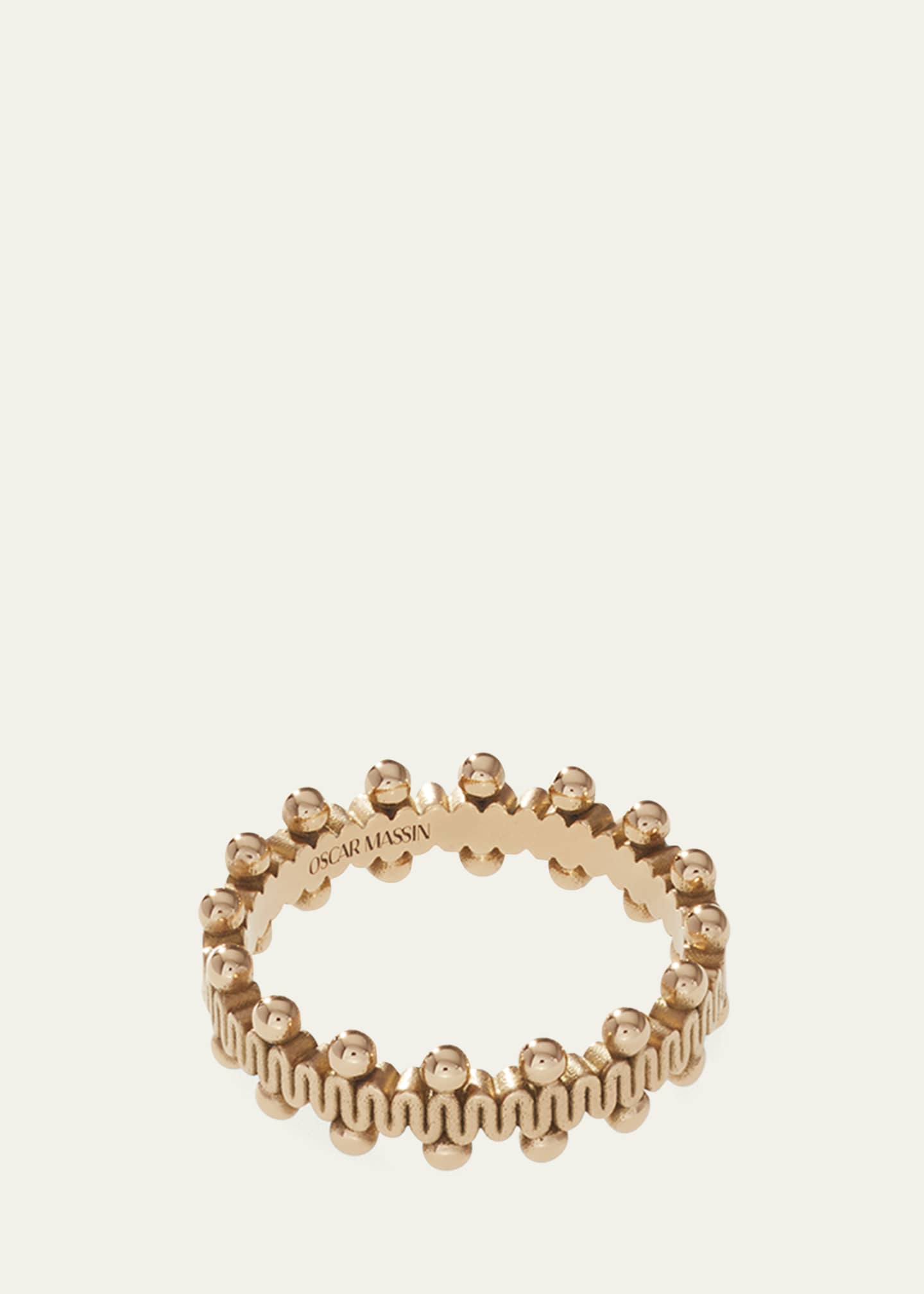 Oscar Massin Beaded 18K Satin Recycled Yellow Gold Ring Image 3 of 4