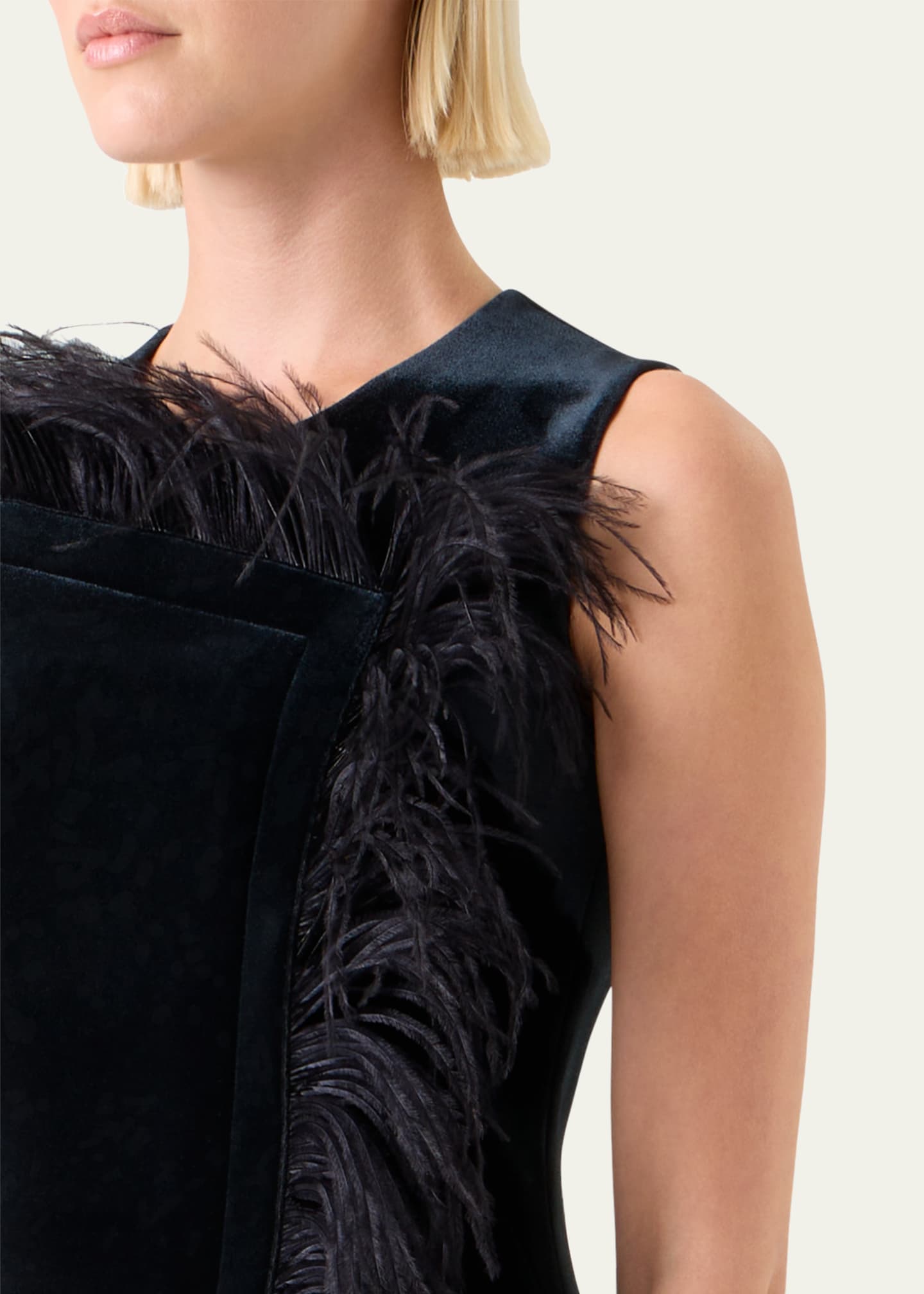 navy blue dress for baby girl Asymmetric feather-trimmed cocktail dress in blue - David Koma