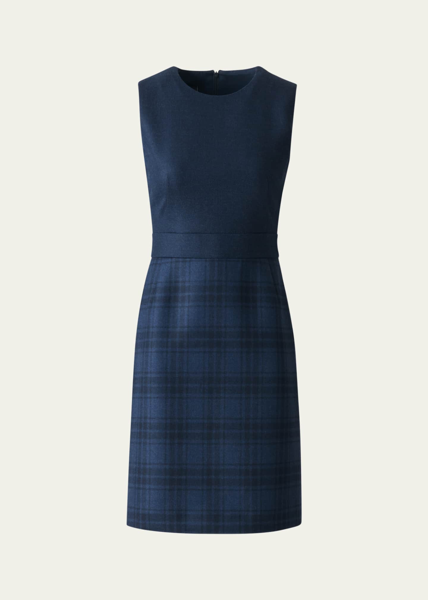 Short Wool Double-Face Plaid A-Line Dress denim-black / 8