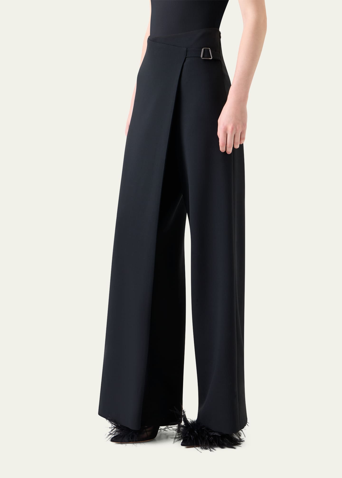 Akris Foss Asymmetric Wrap-Panel Wide-Leg Pants Image 4 of 5