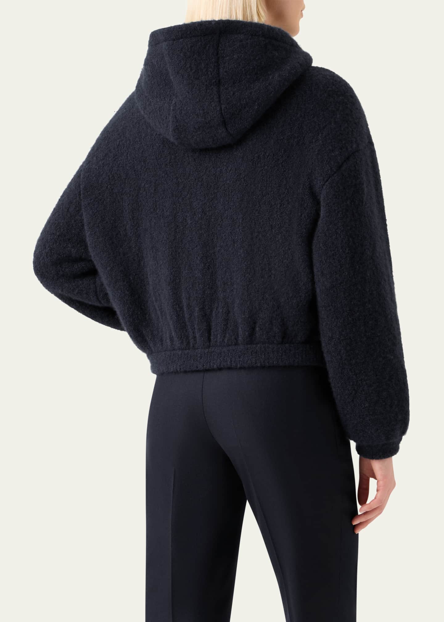 Cashmere-Silk Boucle Knit Hoodie