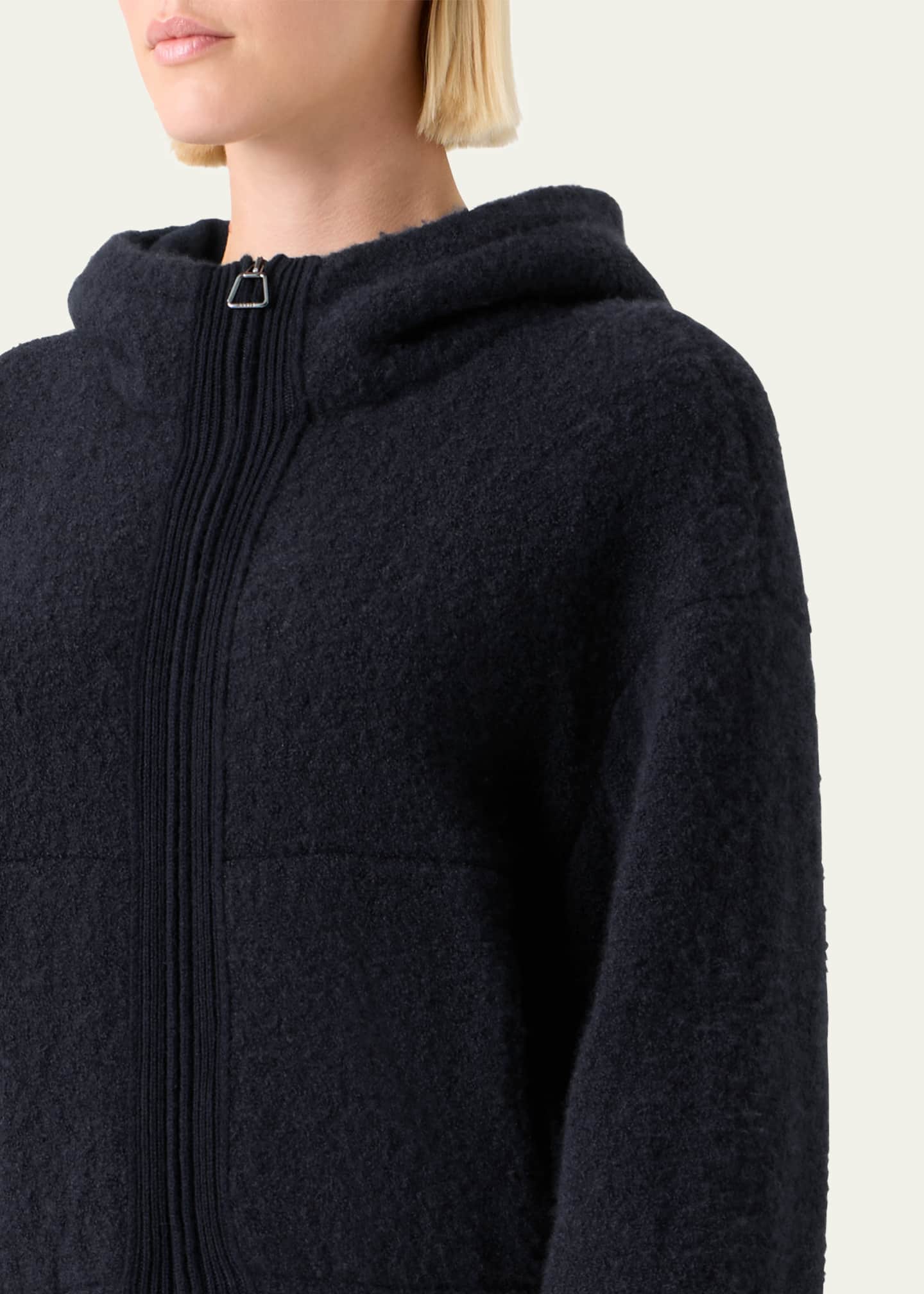 Cashmere-Silk Boucle Knit Hoodie