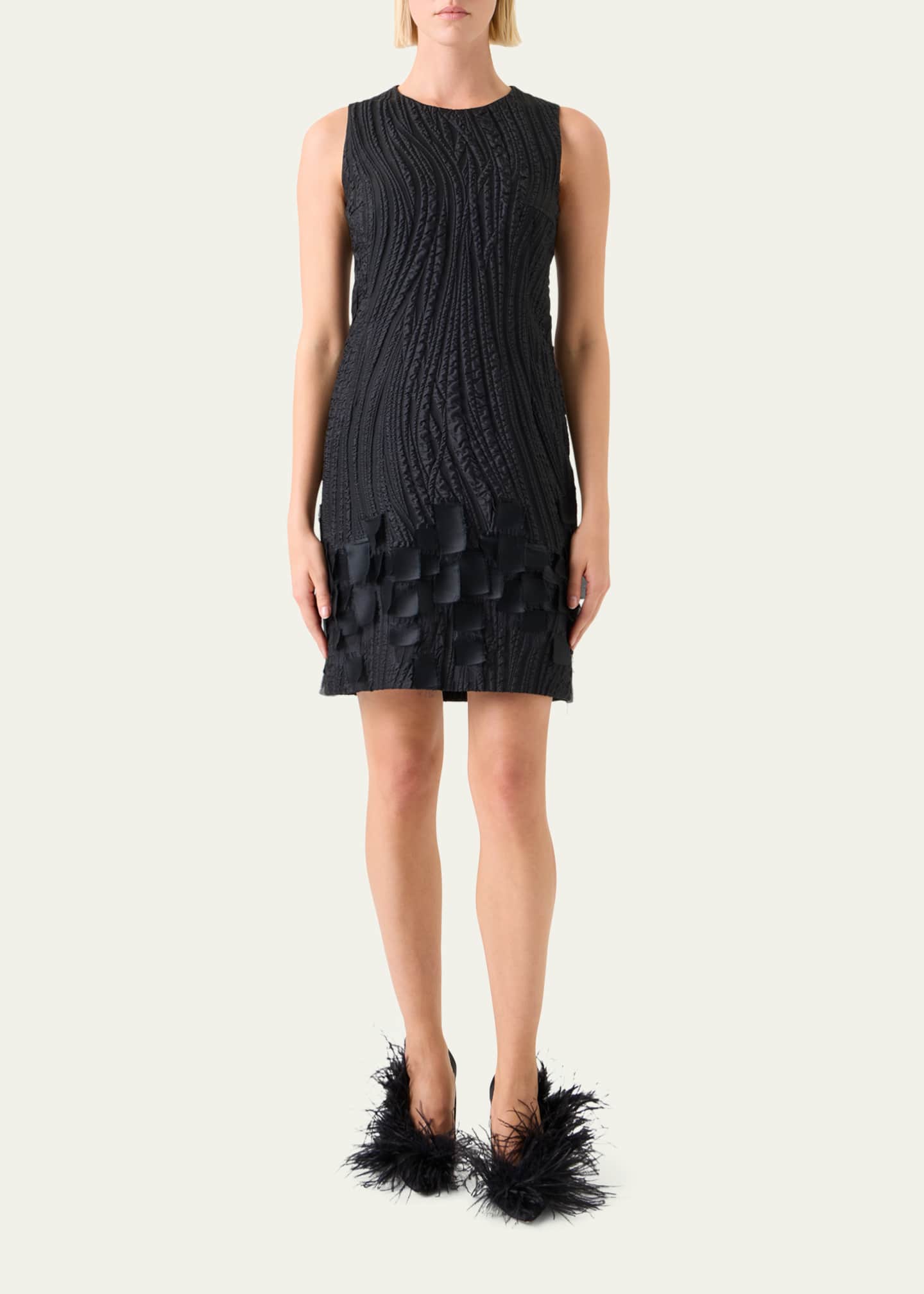 Akris Waves And Ribbons Jacquard Sleeveless Mini Dress Image 2 of 5