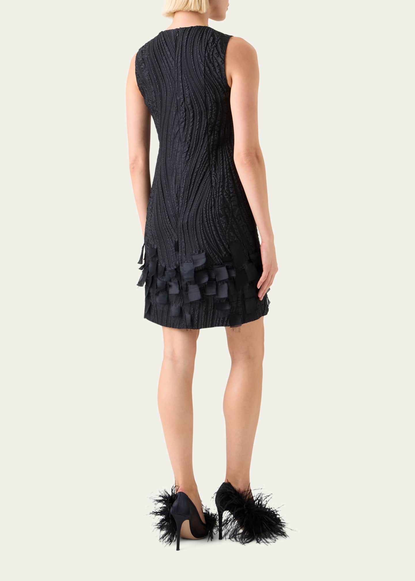 Akris Waves And Ribbons Jacquard Sleeveless Mini Dress Image 3 of 5