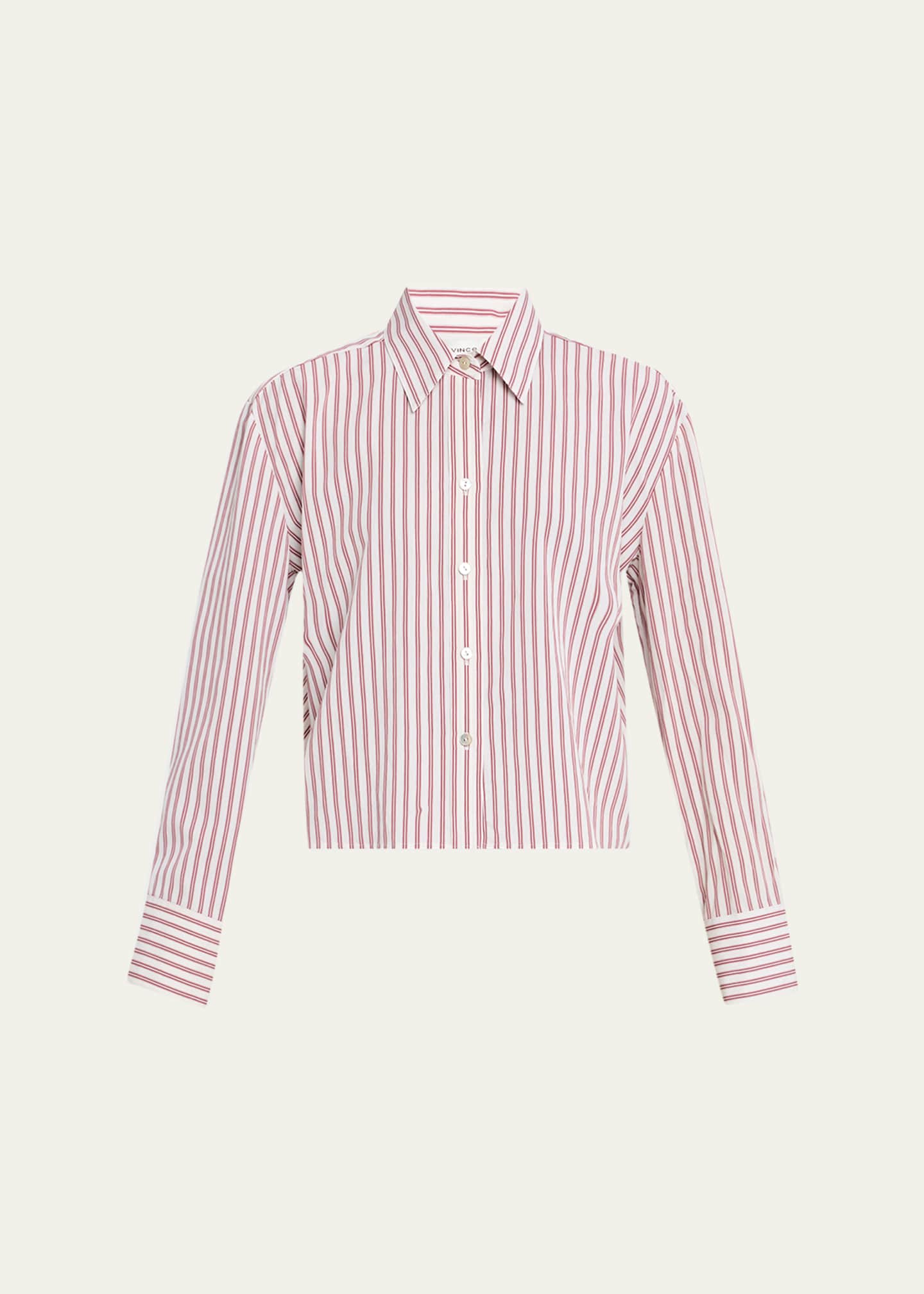 Stripe Cropped Button-Front Shirt