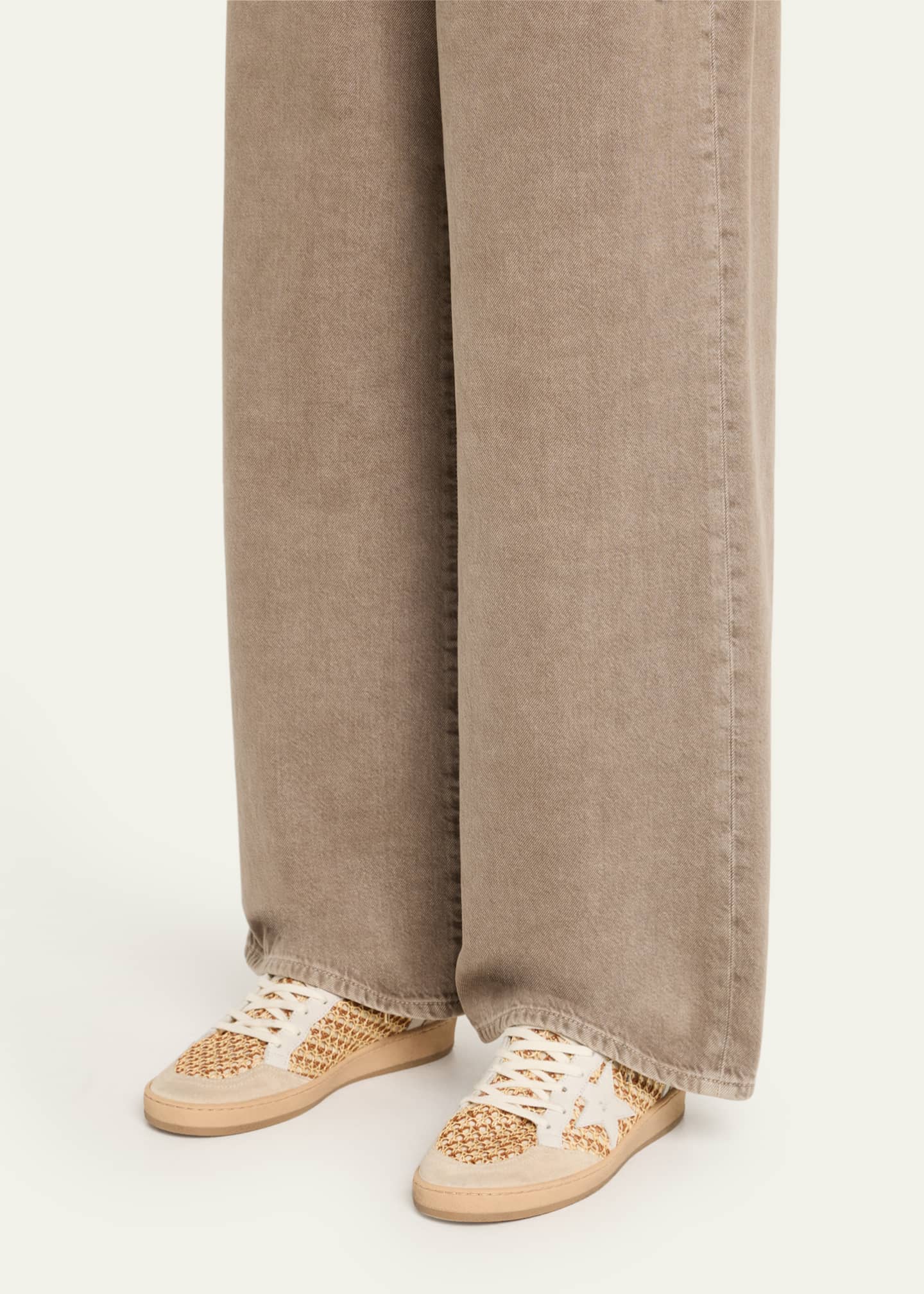 Golden Goose Ballstar Raffia Net Leather Low-Top Sneakers Image 2 of 6