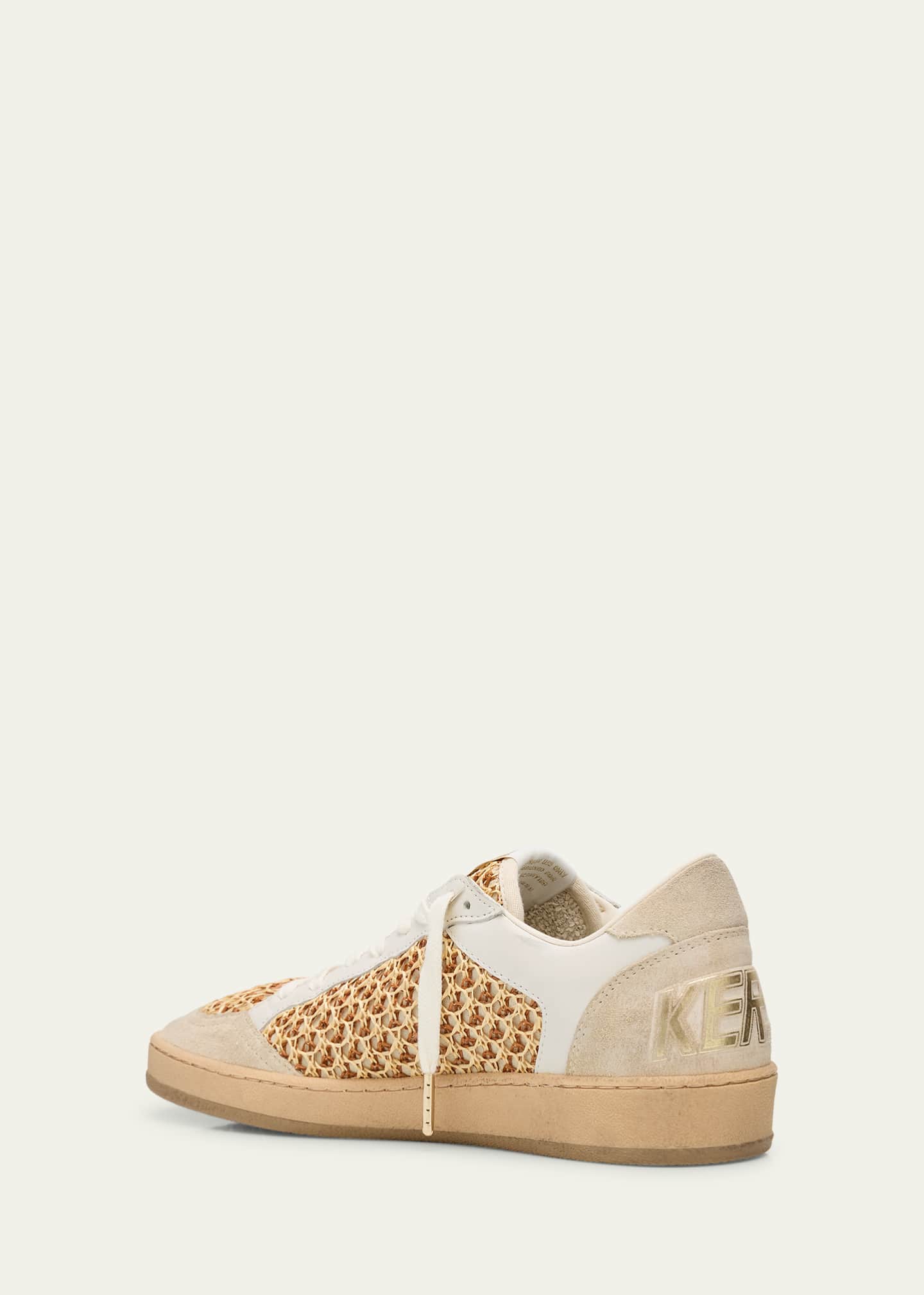 Golden Goose Ballstar Raffia Net Leather Low-Top Sneakers Image 4 of 6