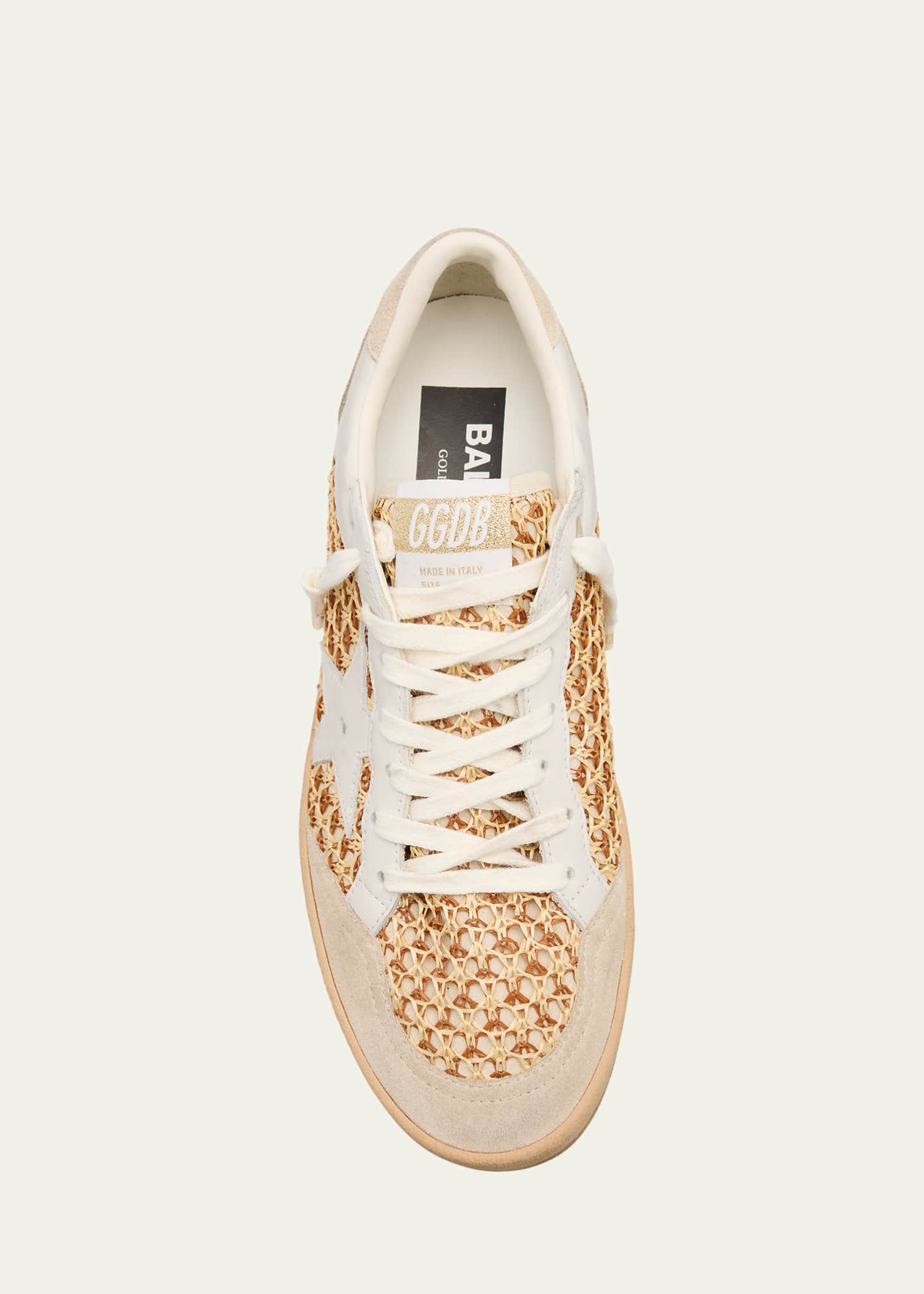 Golden Goose Ballstar Raffia Net Leather Low-Top Sneakers Image 6 of 6